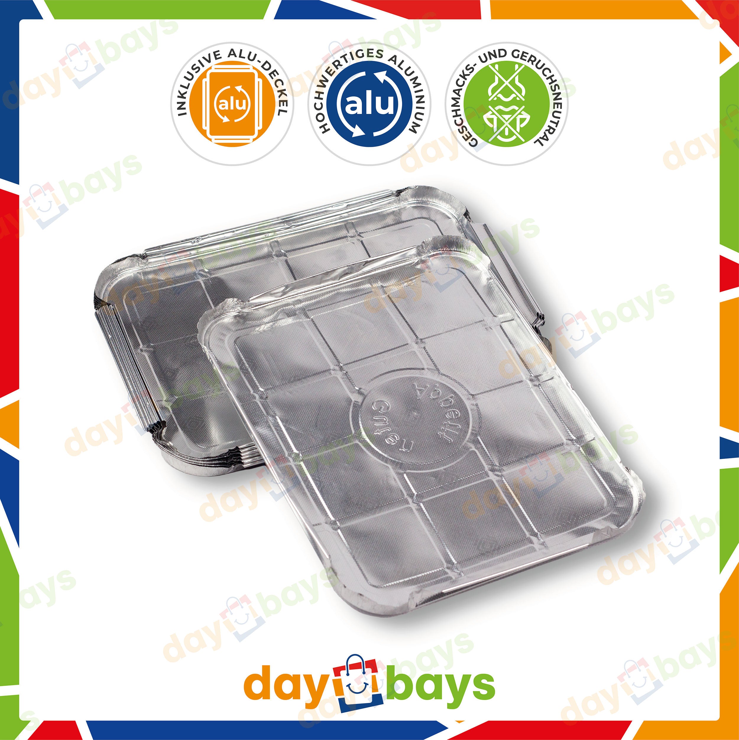 DayBays Alu-Menüschalen R879-930G 950 ml ungeteilt flach 227x177x30 mm 950cc