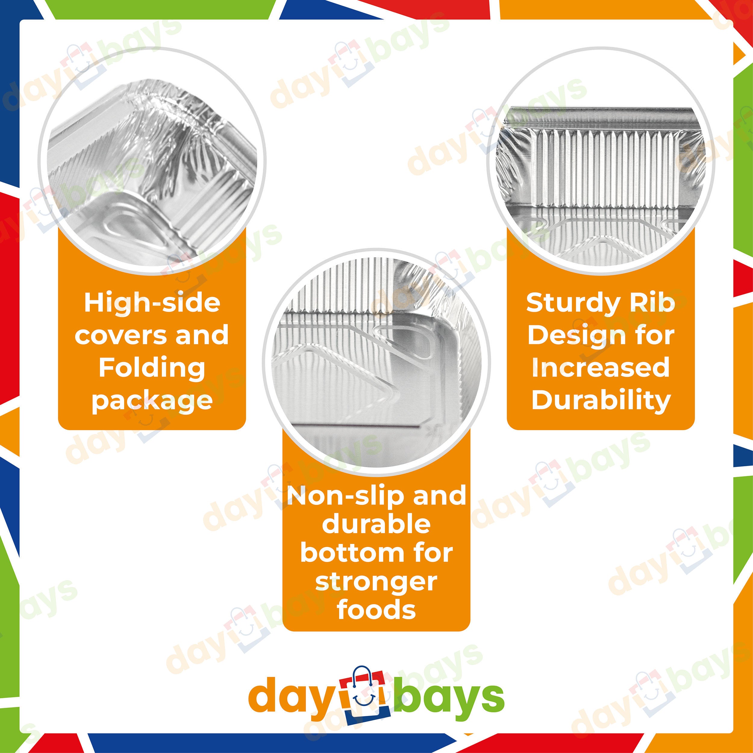 DayBays Alu-Menüschalen R879-930G 950 ml ungeteilt flach 227x177x30 mm 950cc