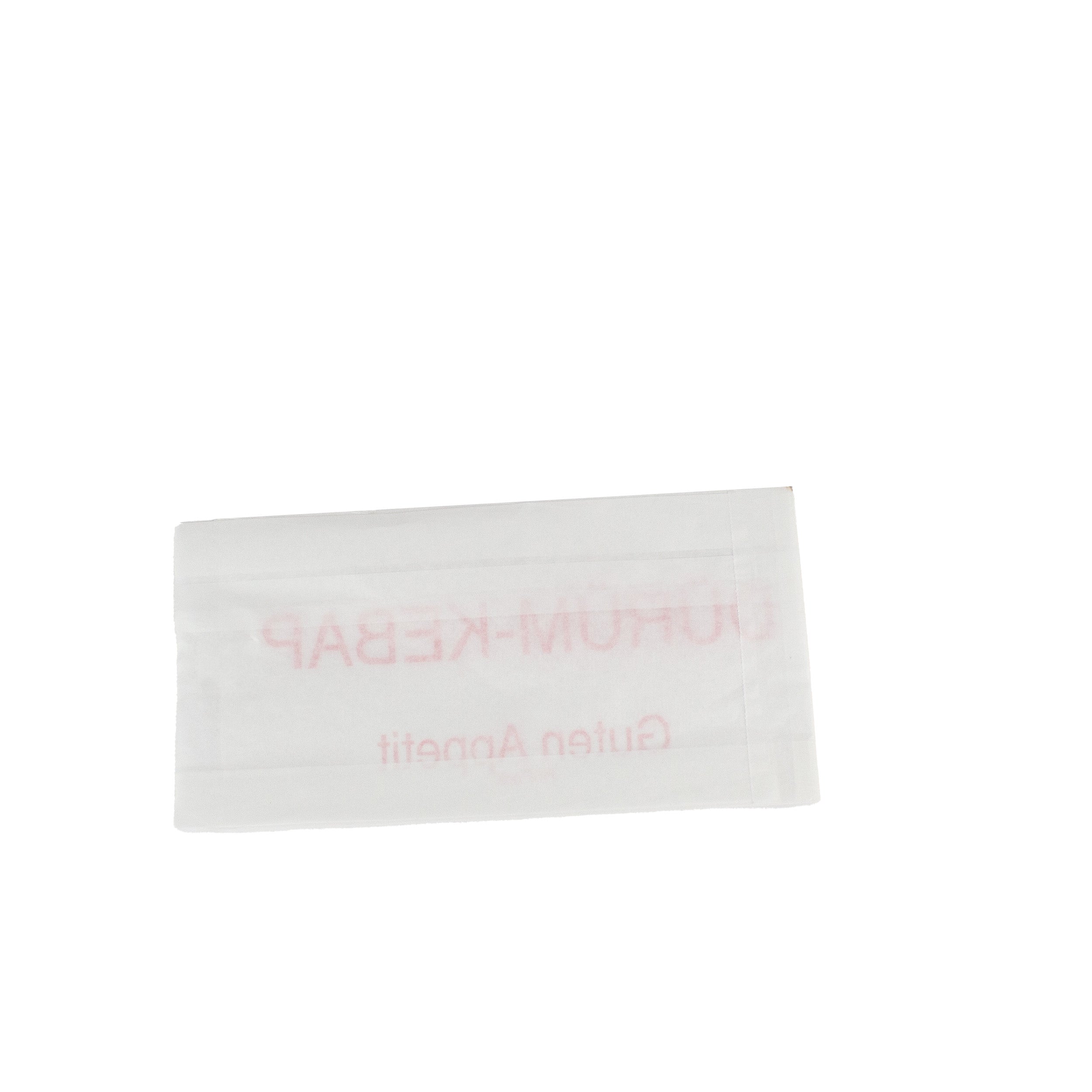 bäckerfaltenbeutel 10+4x20 cm mit Druck "Dürüm Kebab" weiss gebleicht Natron