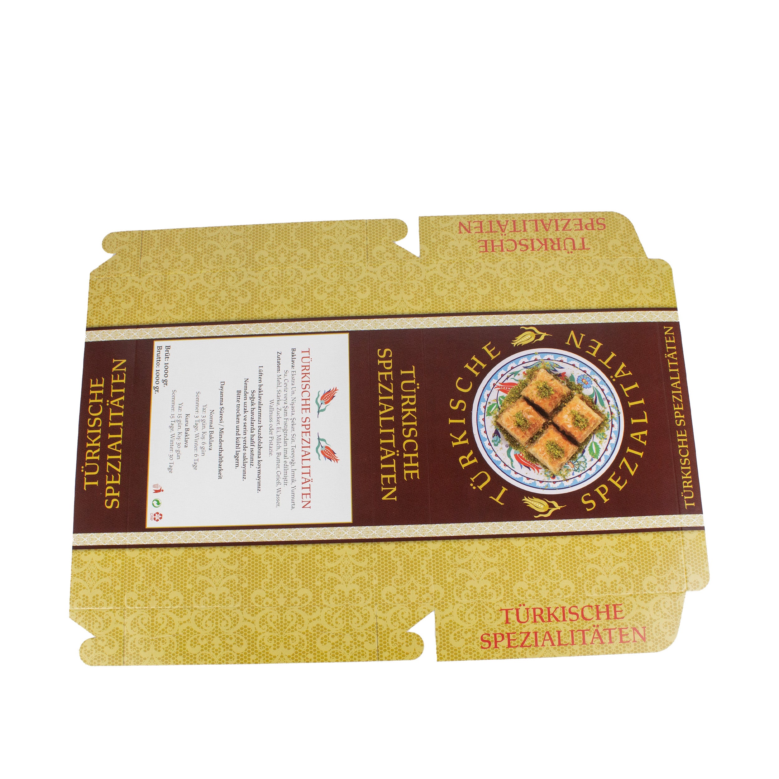 Faltschachteln mit Druck für baklava box 1000gr.