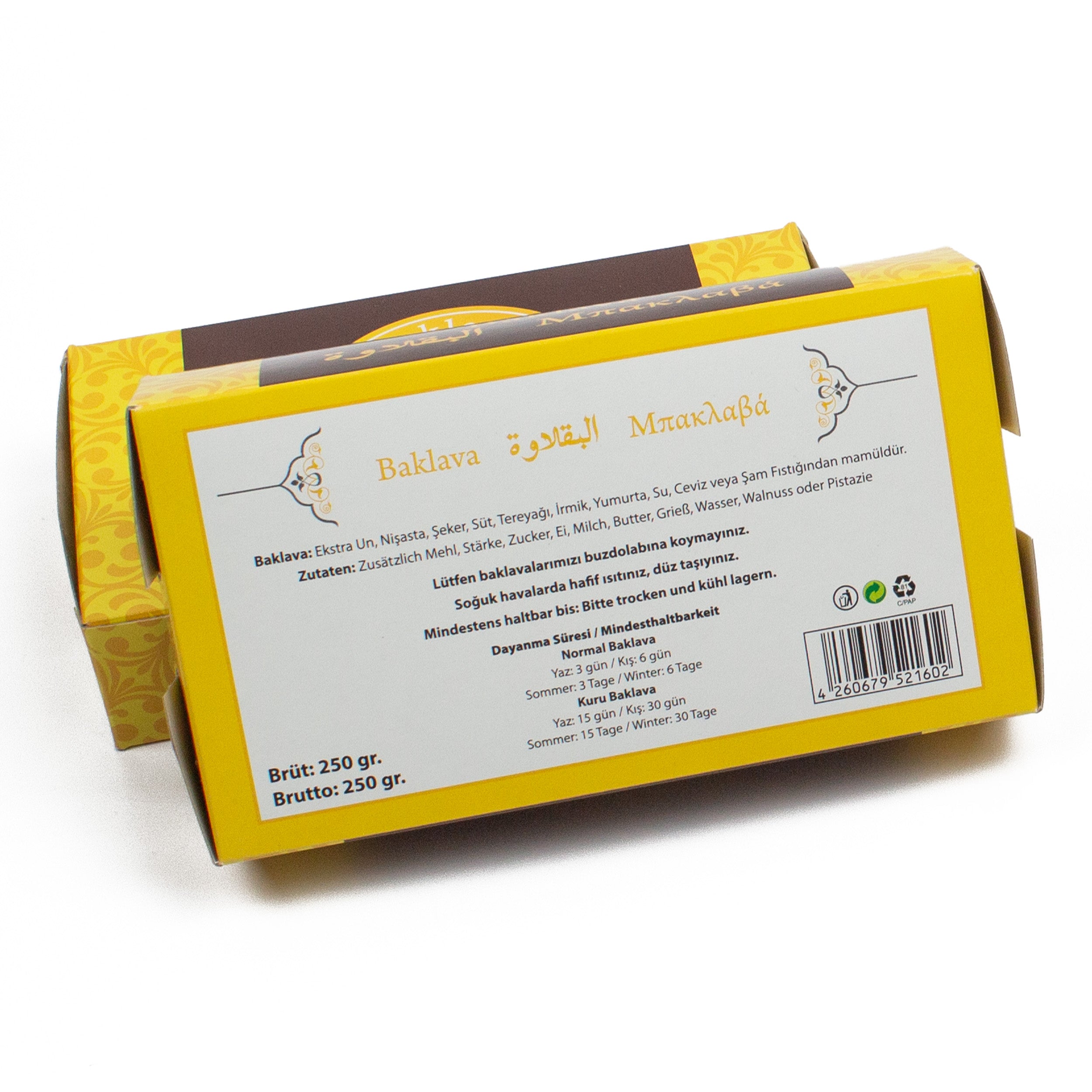 Faltschachteln mit Druck für baklavaboxen 250 gr.