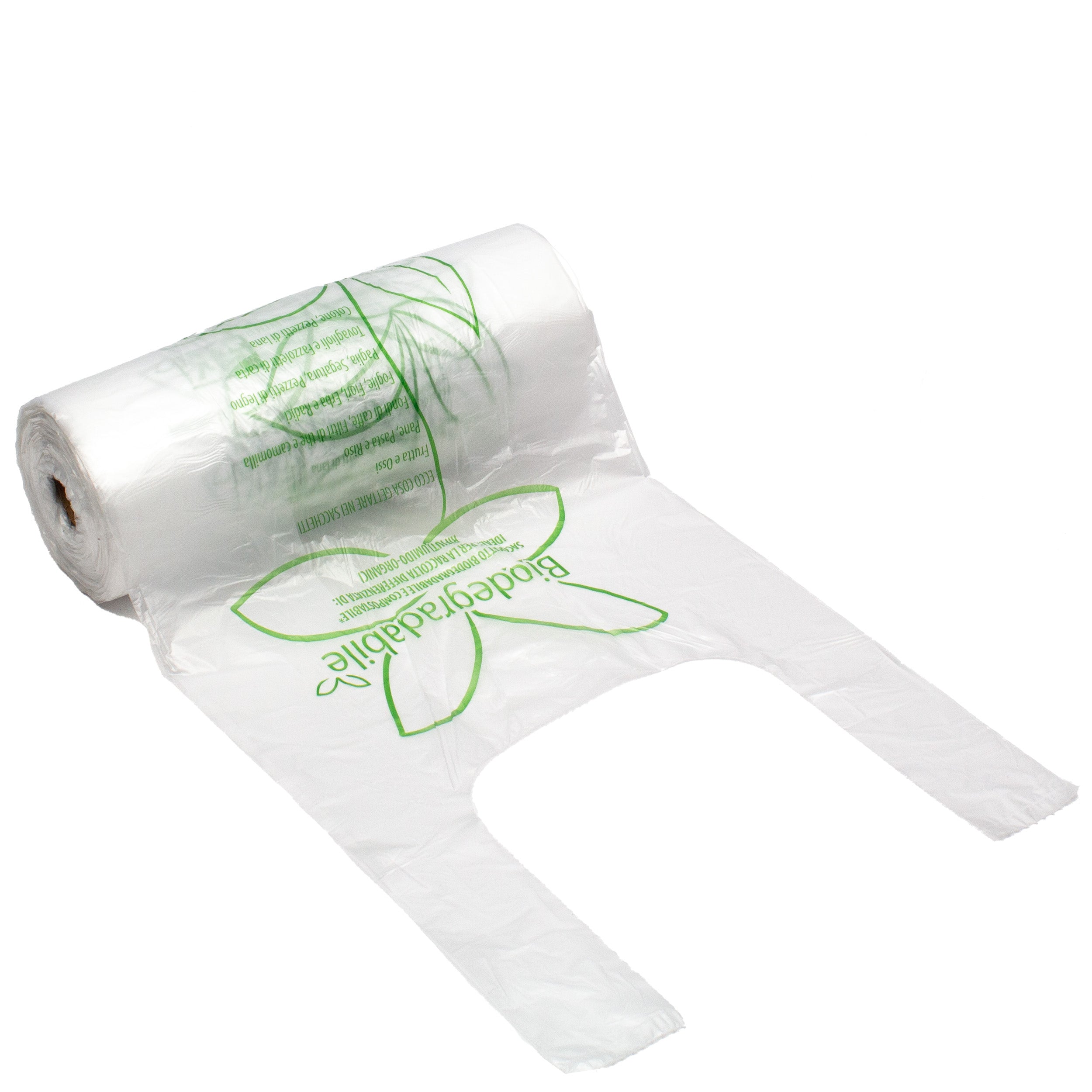 bio knotenbeutel auf Rolle 5 Kg 22+12x47 cm Biodegradable HDPE Transparent Extra Stark