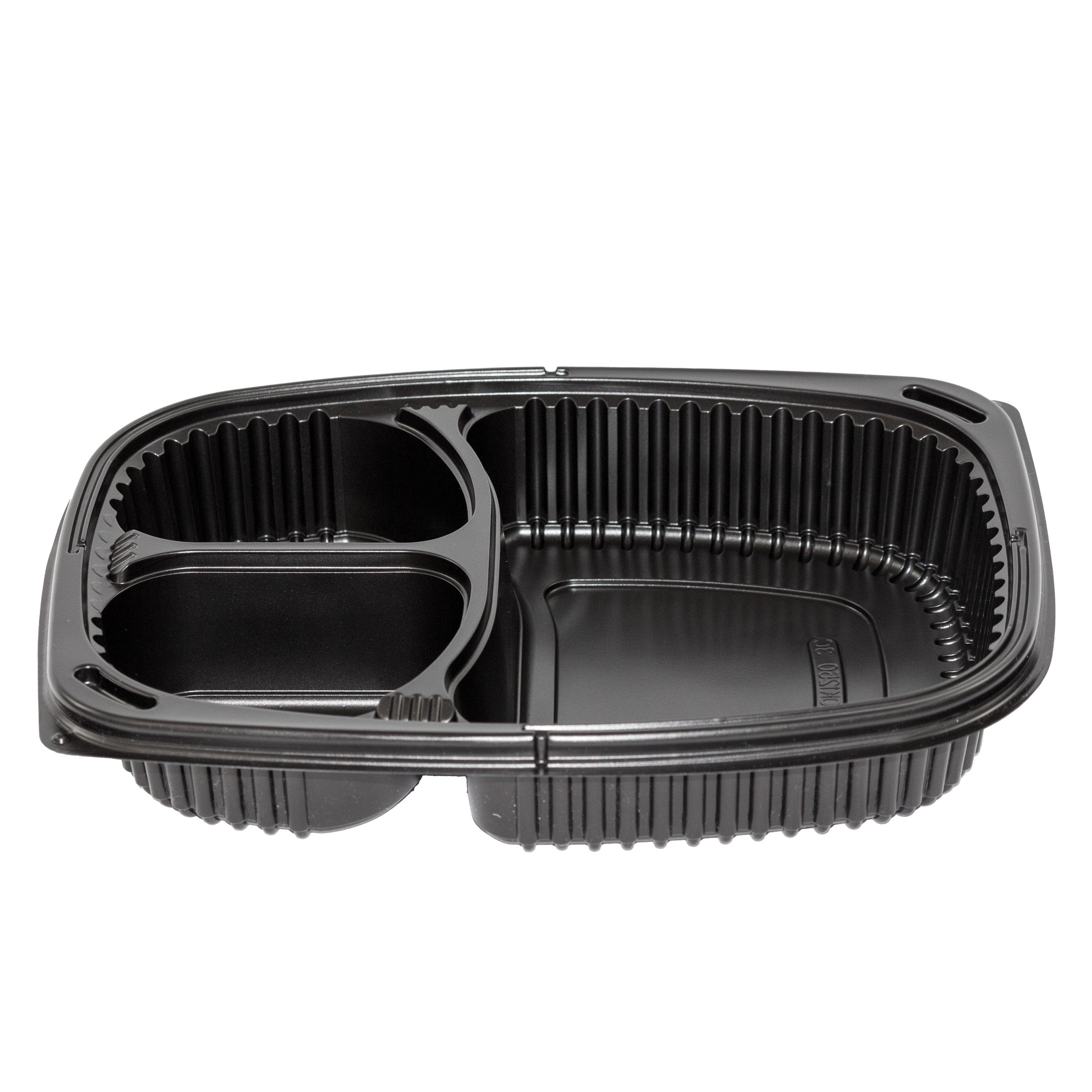 cookiepack 3-geteilt 1250 cc 255x190x45 mm PP Schwarz mit transparentem Deckel