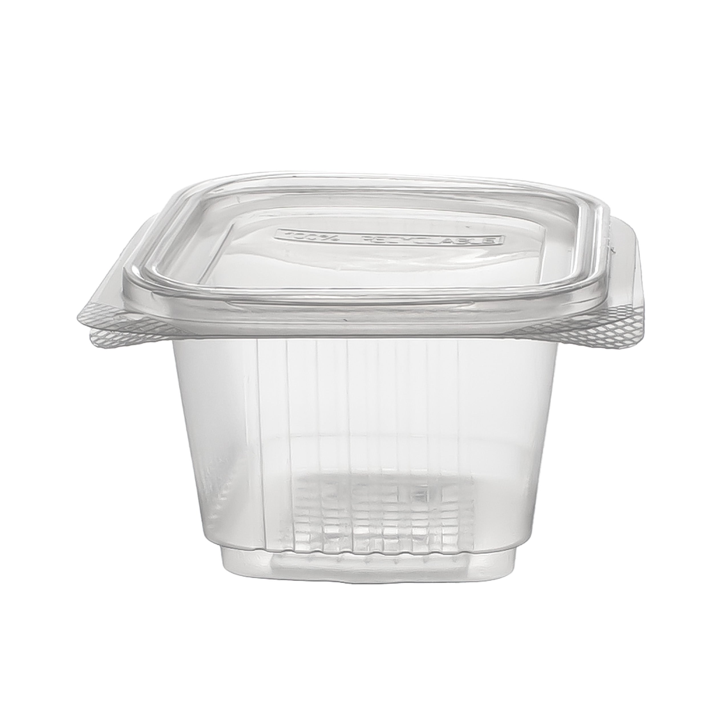 feinkostbecher PP 500 cc. 127x105x82 mm Rechteckig mit anhängendem Deckel