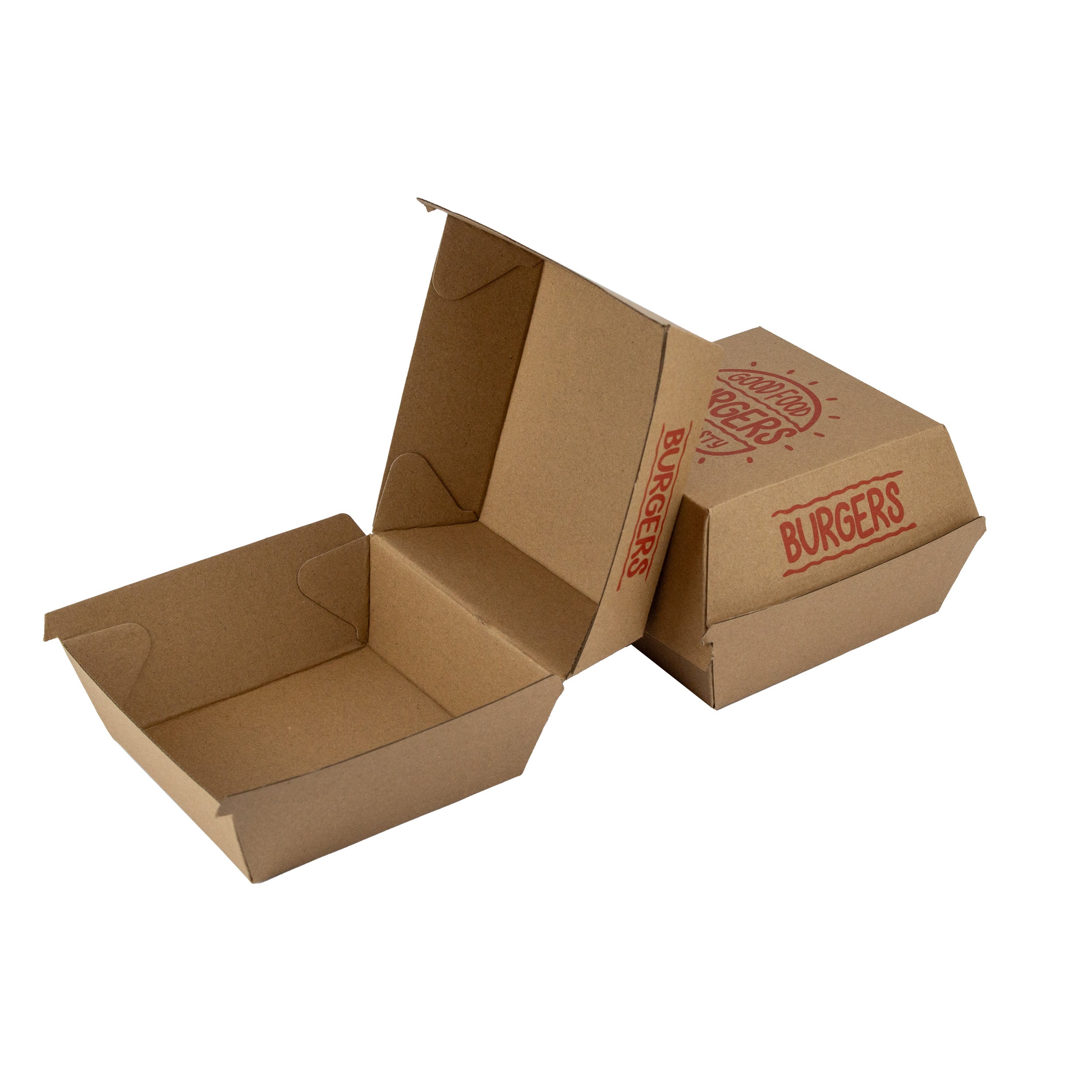 DayBays Hamburgerbox Größe L F-Flut mit Druck "BURGER BOX" Kraftpapier mit PE-beschichtet Eckig