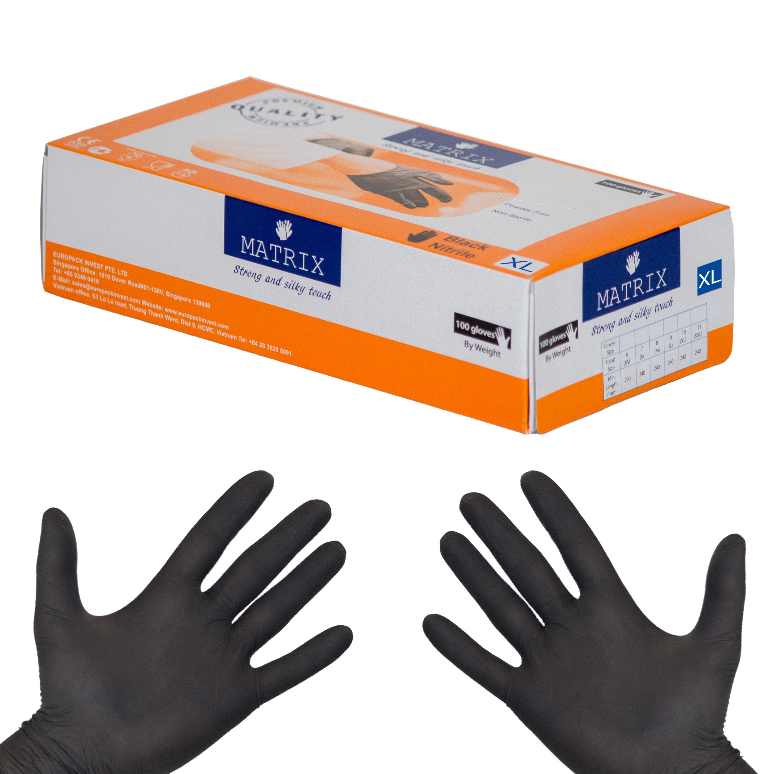 Nitril Einweghandschuhe XL Schwarz Puder- /Latexfrei
