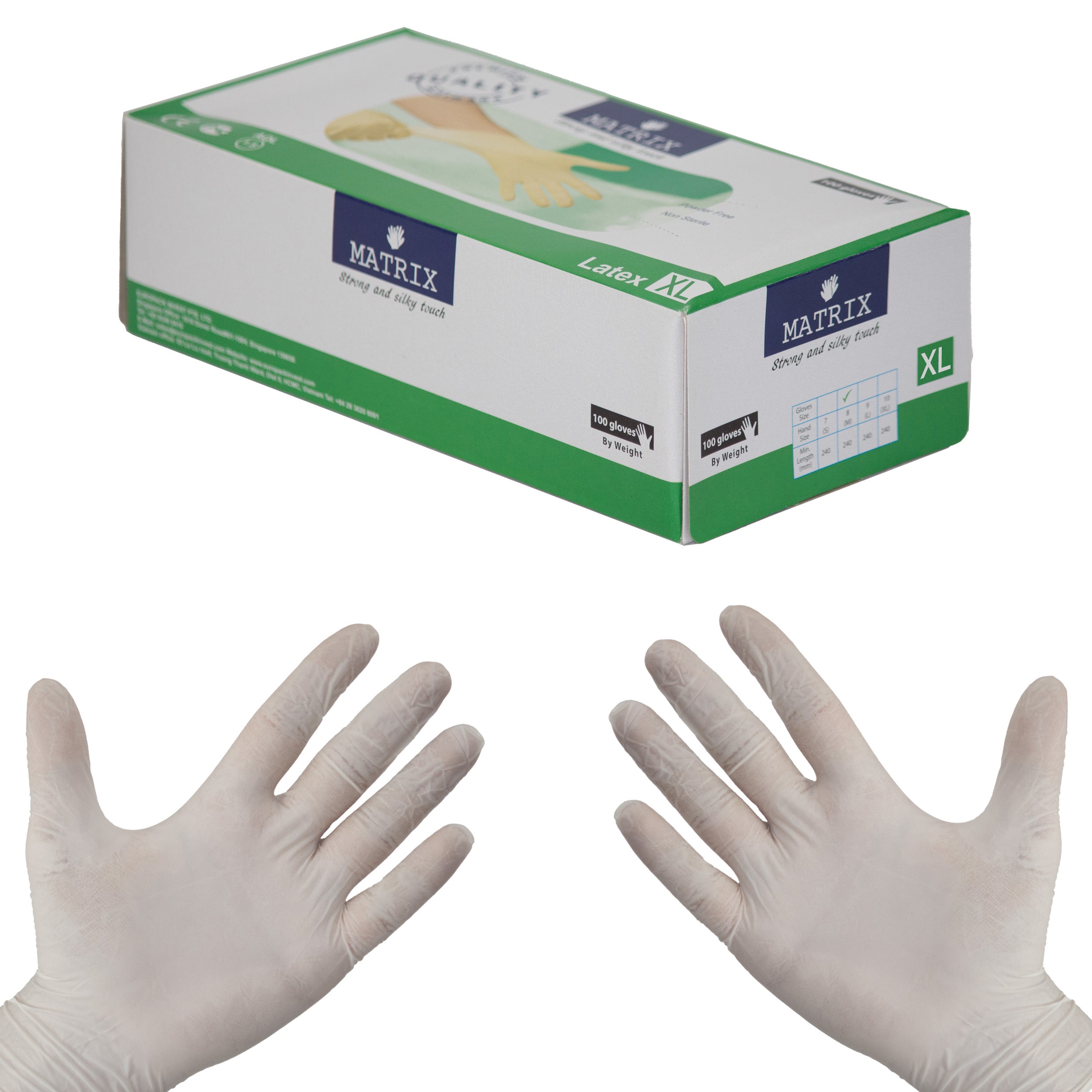 handschuhe Größe XL Weiß Puderfrei