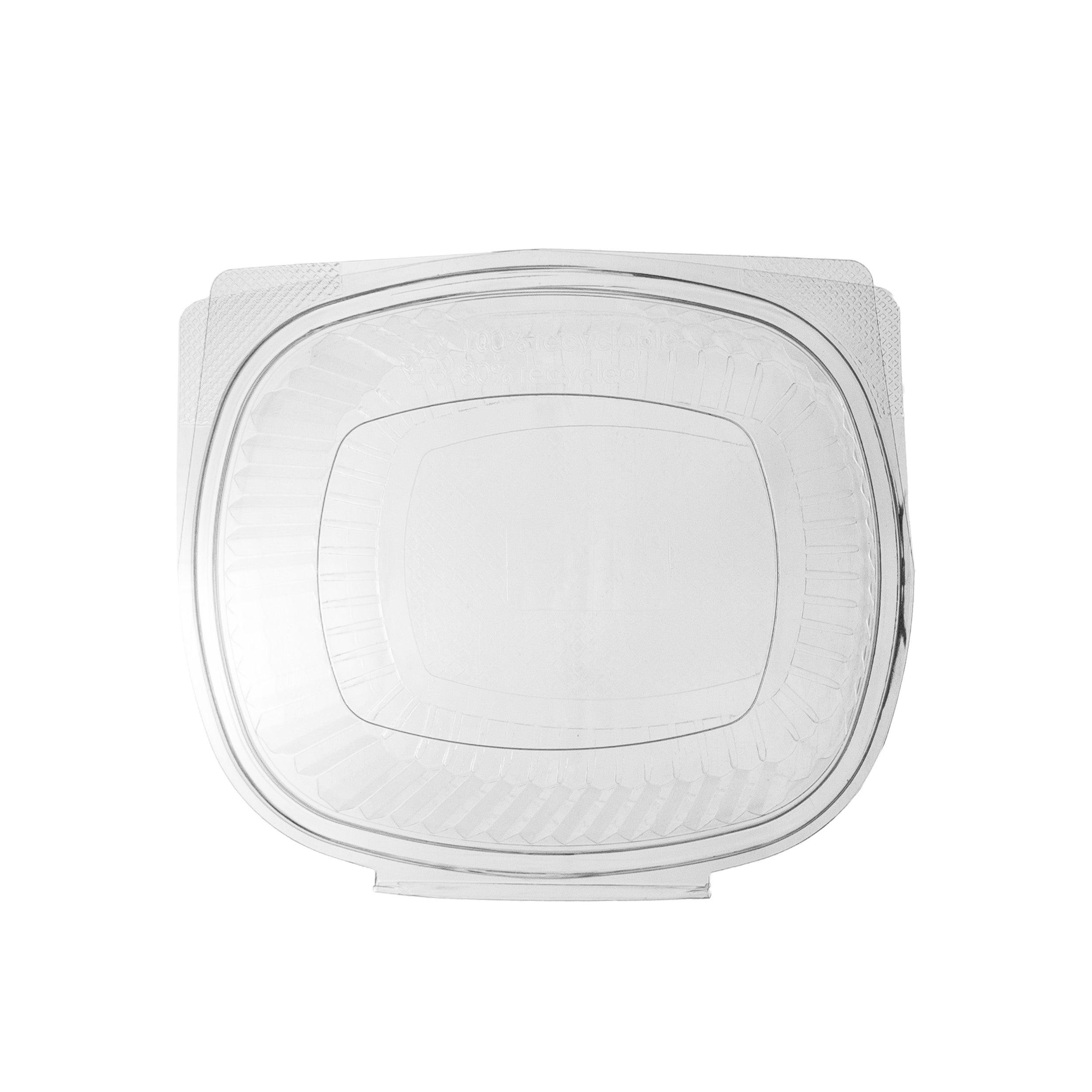 klappschale oval 375 ml VP 144x115x50 mm RPET Transparent mit anhängendem Deckel