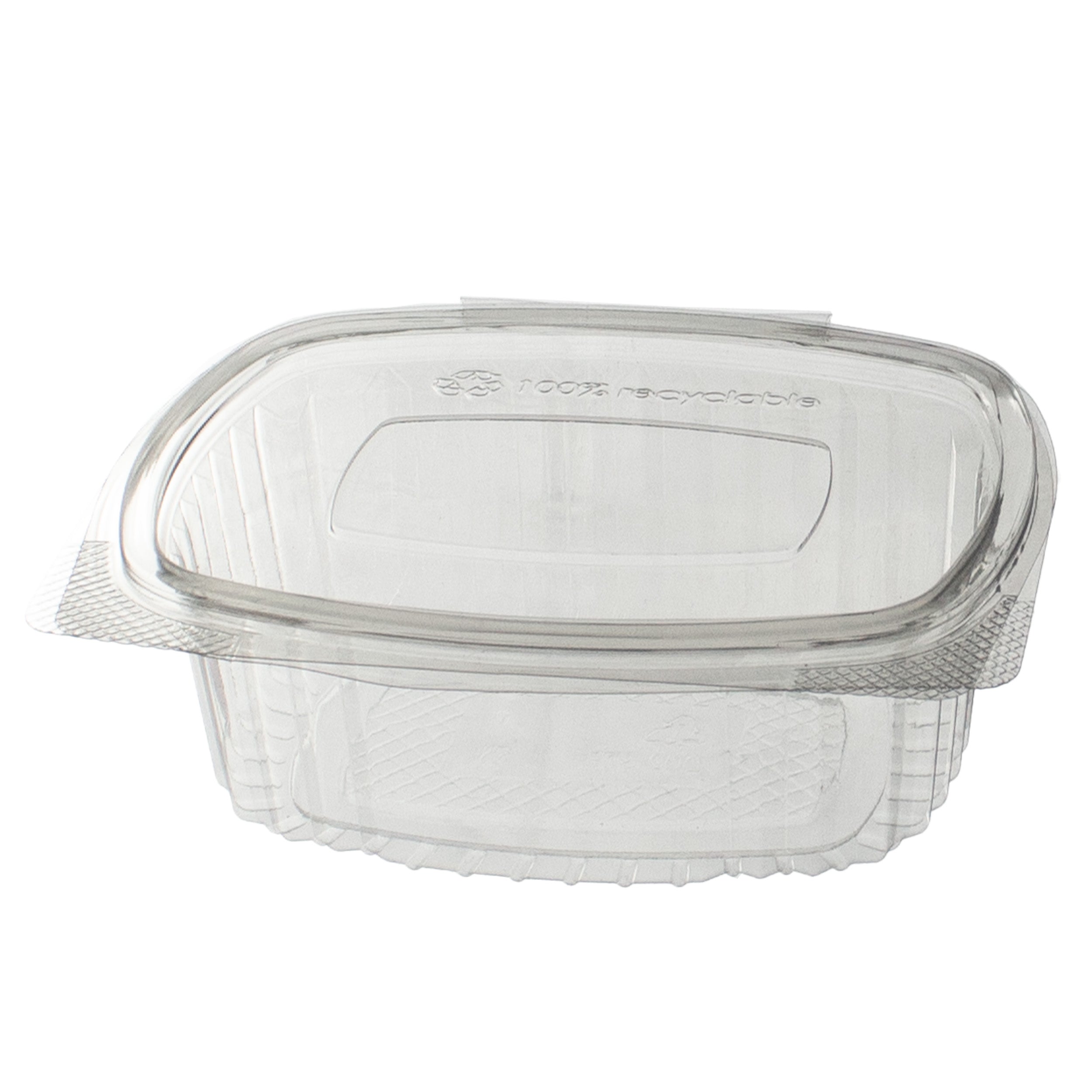 klappschale transparent 250 ml VP 133x105x43 mm RPET Transparent mit anhängendem Deckel