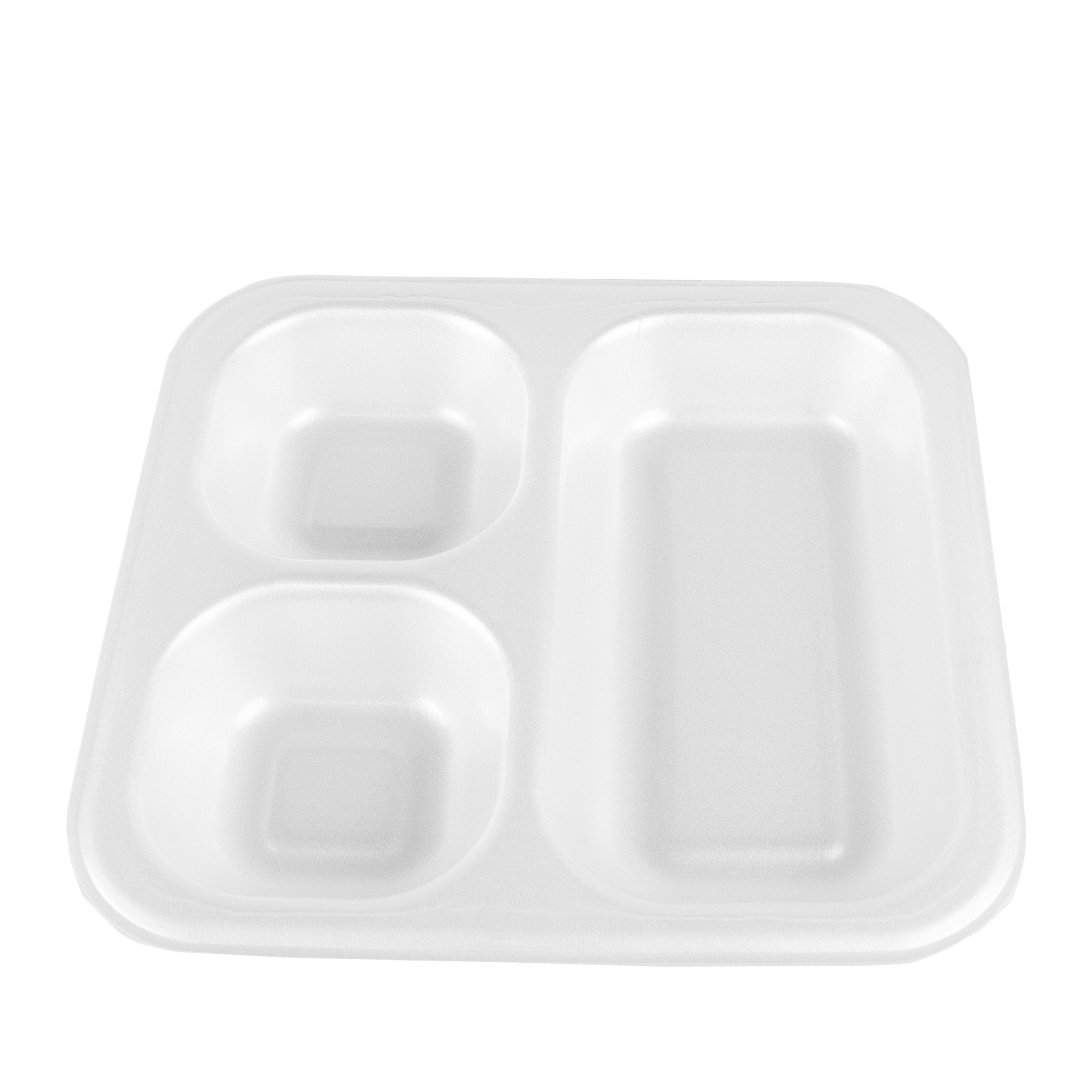 menüschale 603 3-geteilt 262×247×40 mm weiss laminiert 1150 ml
