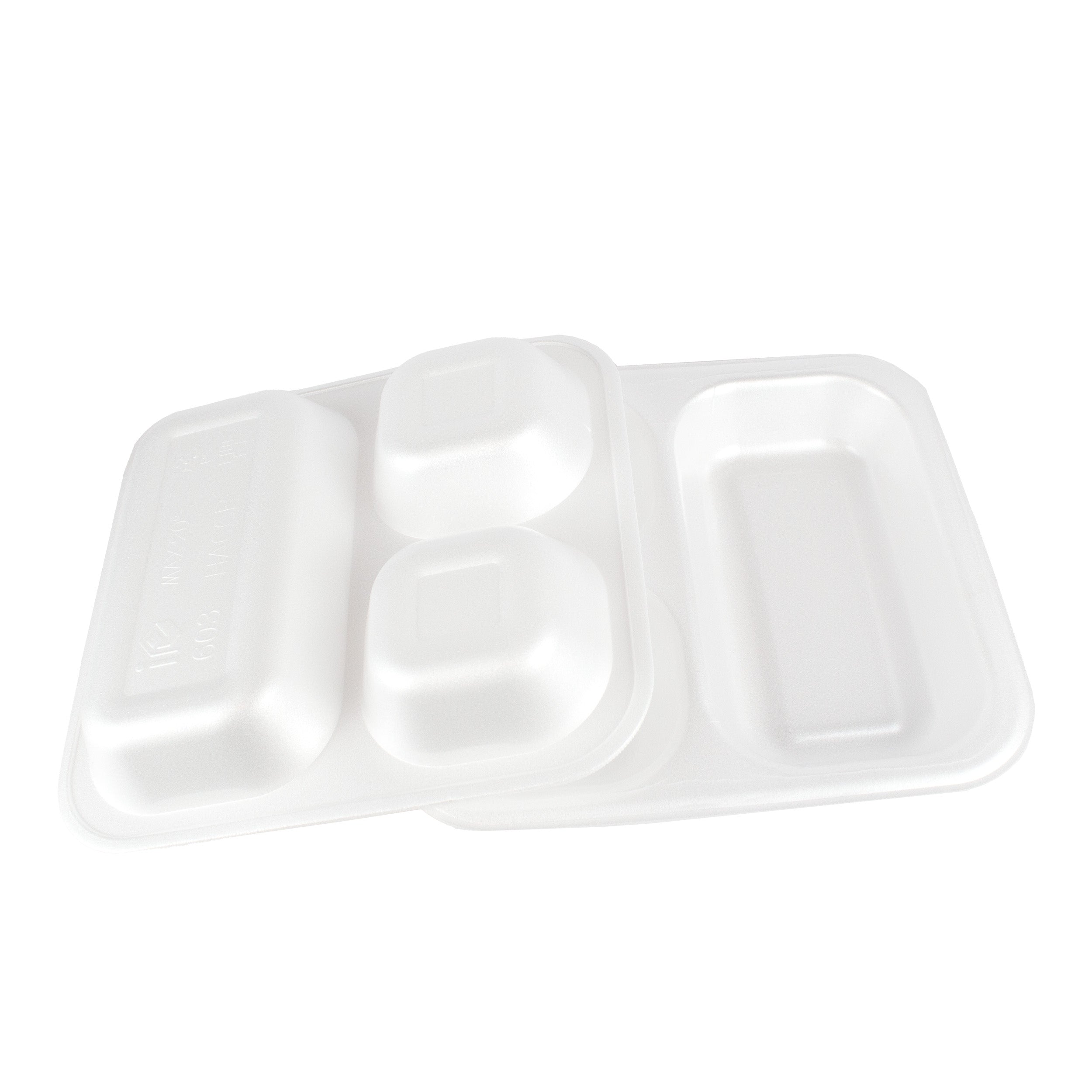 menü-schale XPS 603 3-geteilt 262×247×40 mm weiss laminiert 1150 ml