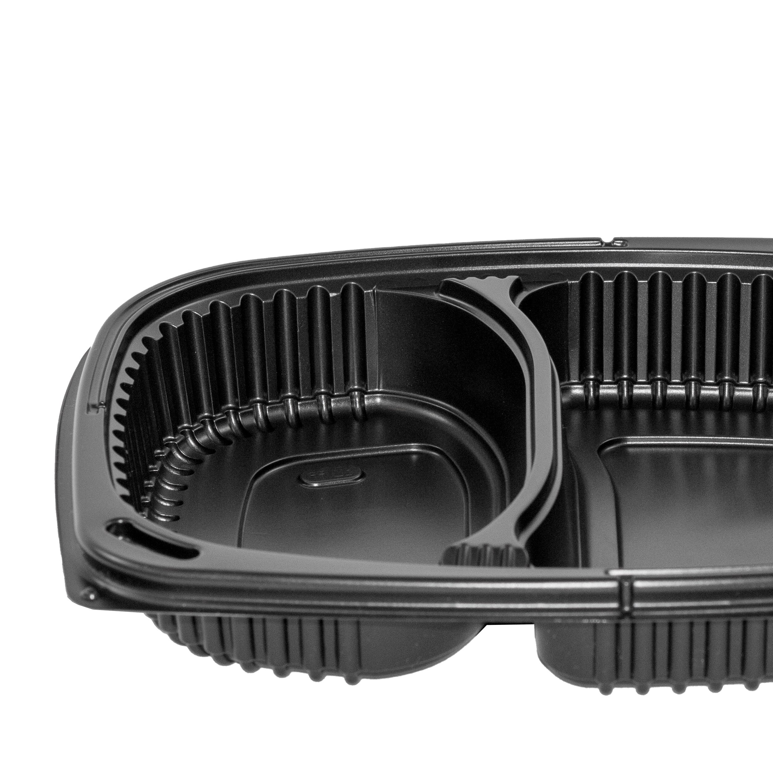 mikrowellen menüschalen Cookipack 2-geteilt 1250 cc 255x190x45 mm PP Schwarz mit transparentem Deckel