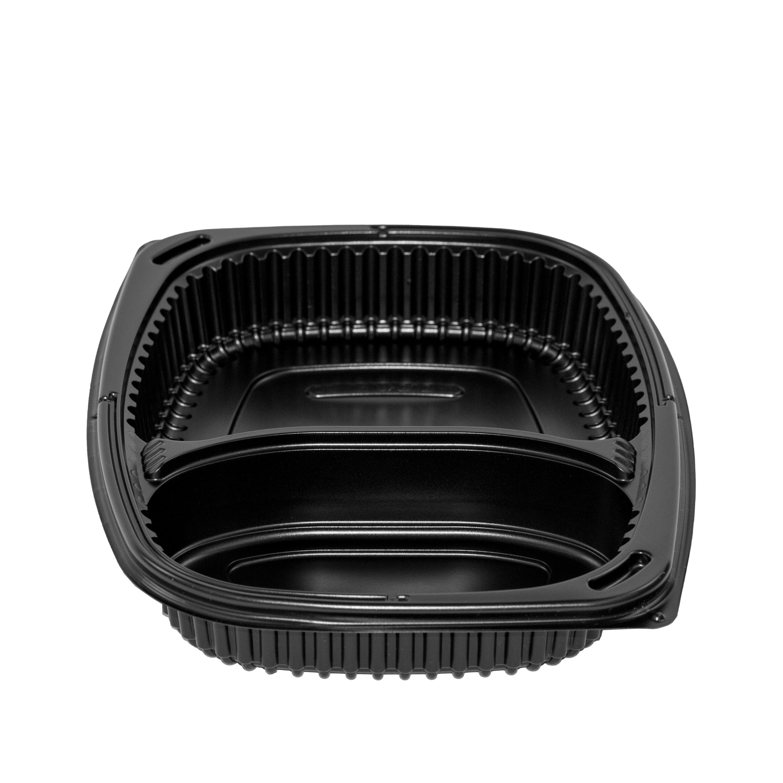 mikrowellenschale Cookipack 2-geteilt 1250 cc 255x190x45 mm PP Schwarz mit transparentem Deckel