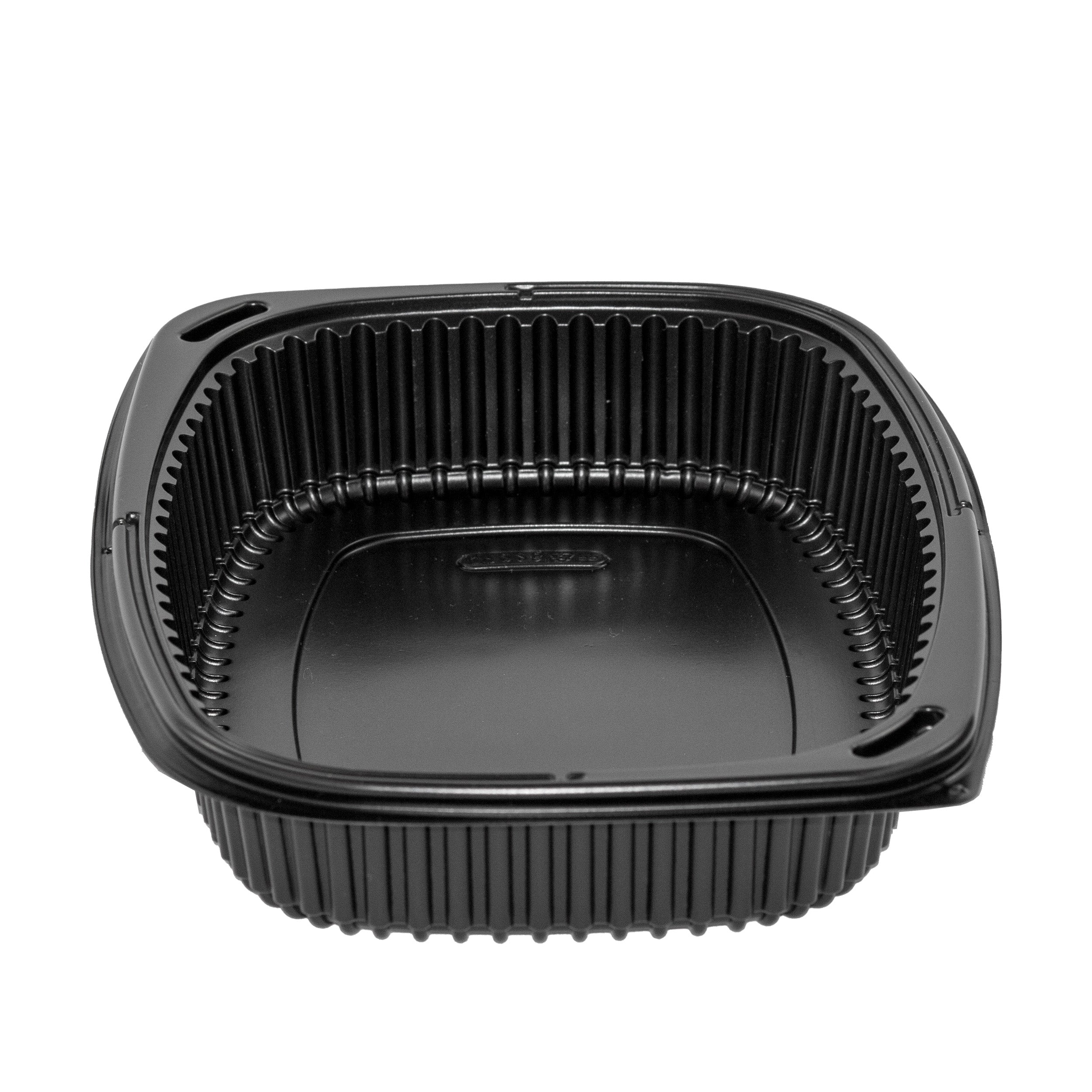 mikrowellenschale Ungeteilt 1250 cc 255x190x45 mm PP Schwarz mit transparentem Deckel