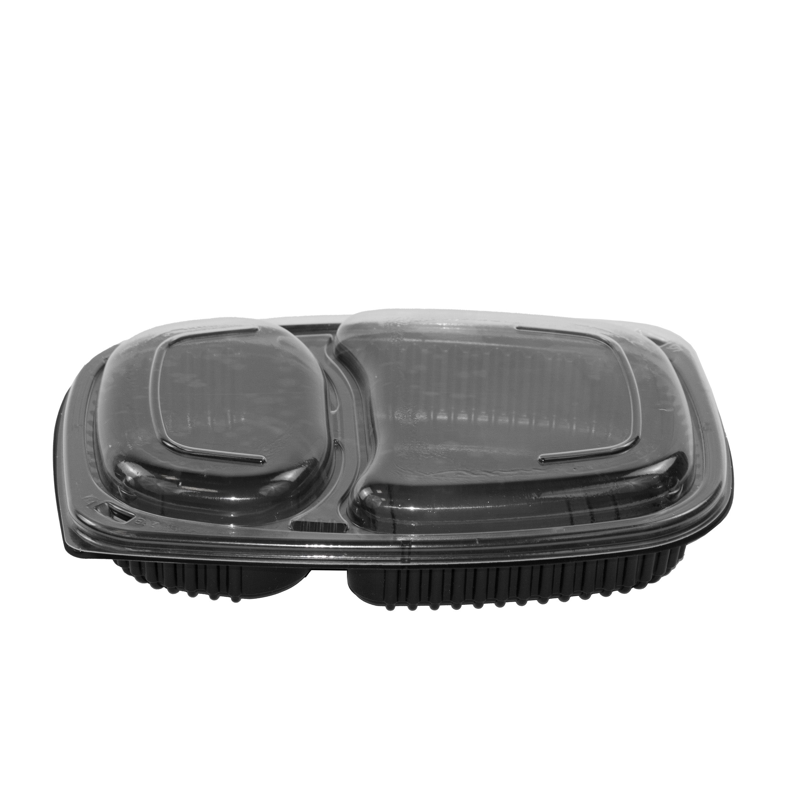 mikrowellenschalen Cookipack 2-geteilt 1250 cc 255x190x45 mm PP Schwarz mit transparentem Deckel