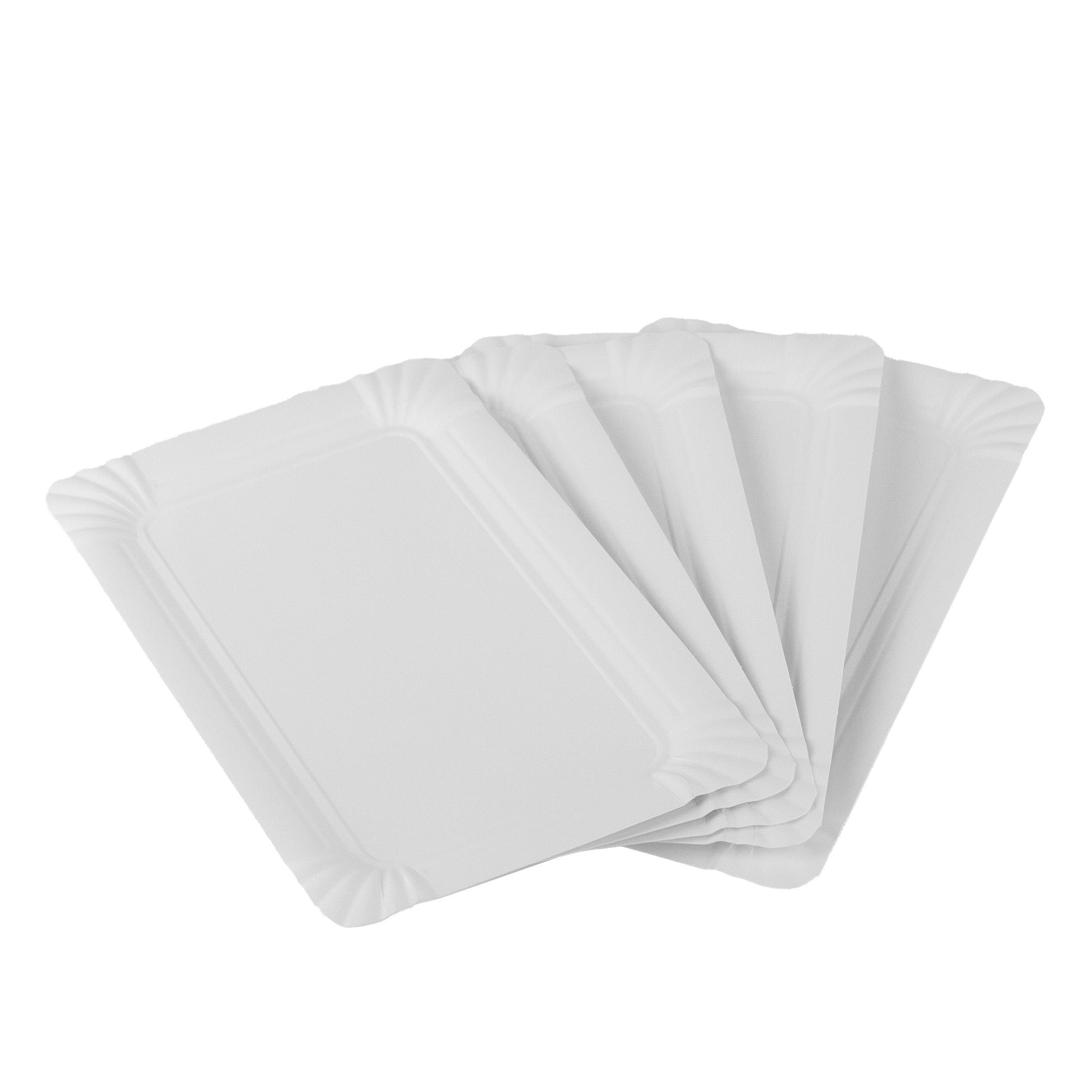 DayBays Pappteller 16x24 cm rechteckig weiß ohne Beschichtung