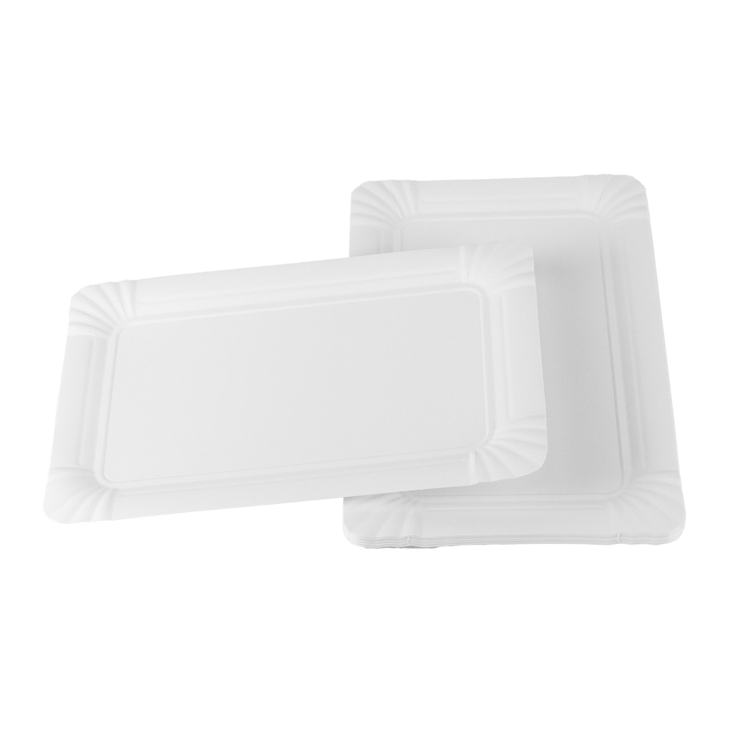 DayBays Pappteller 16x24 cm rechteckig weiß ohne Beschichtung