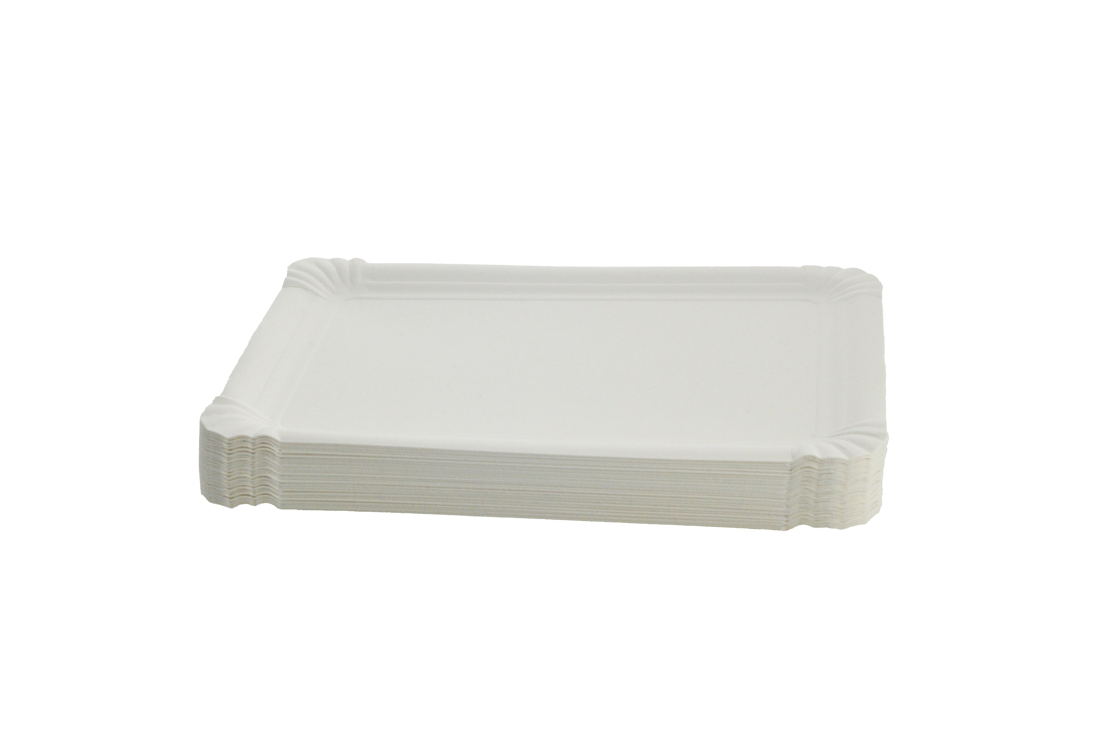 DayBays Pappteller 16x24 cm rechteckig weiß ohne Beschichtung