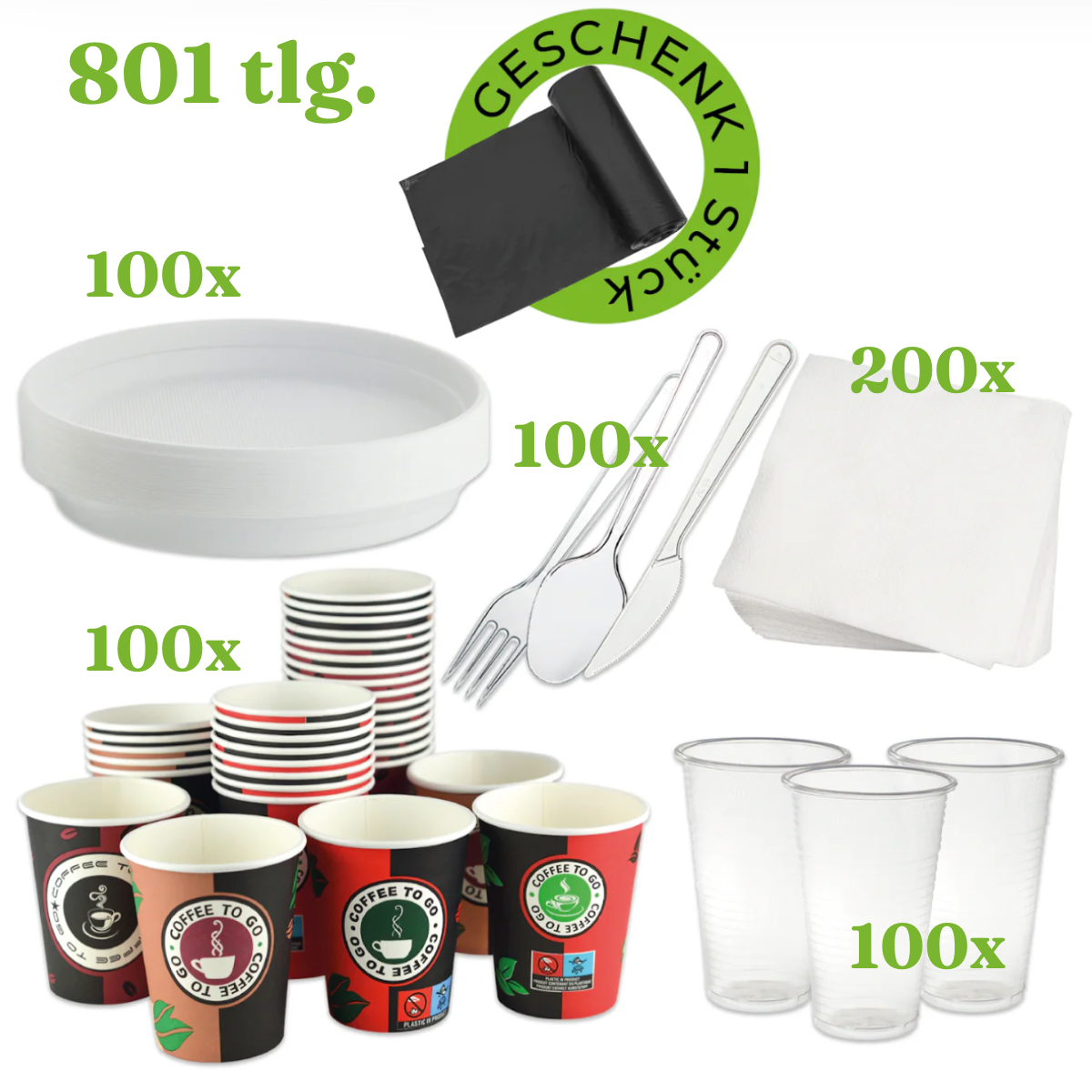 Picknick Geschirr Set, Party Geschirr Set 801 tlg