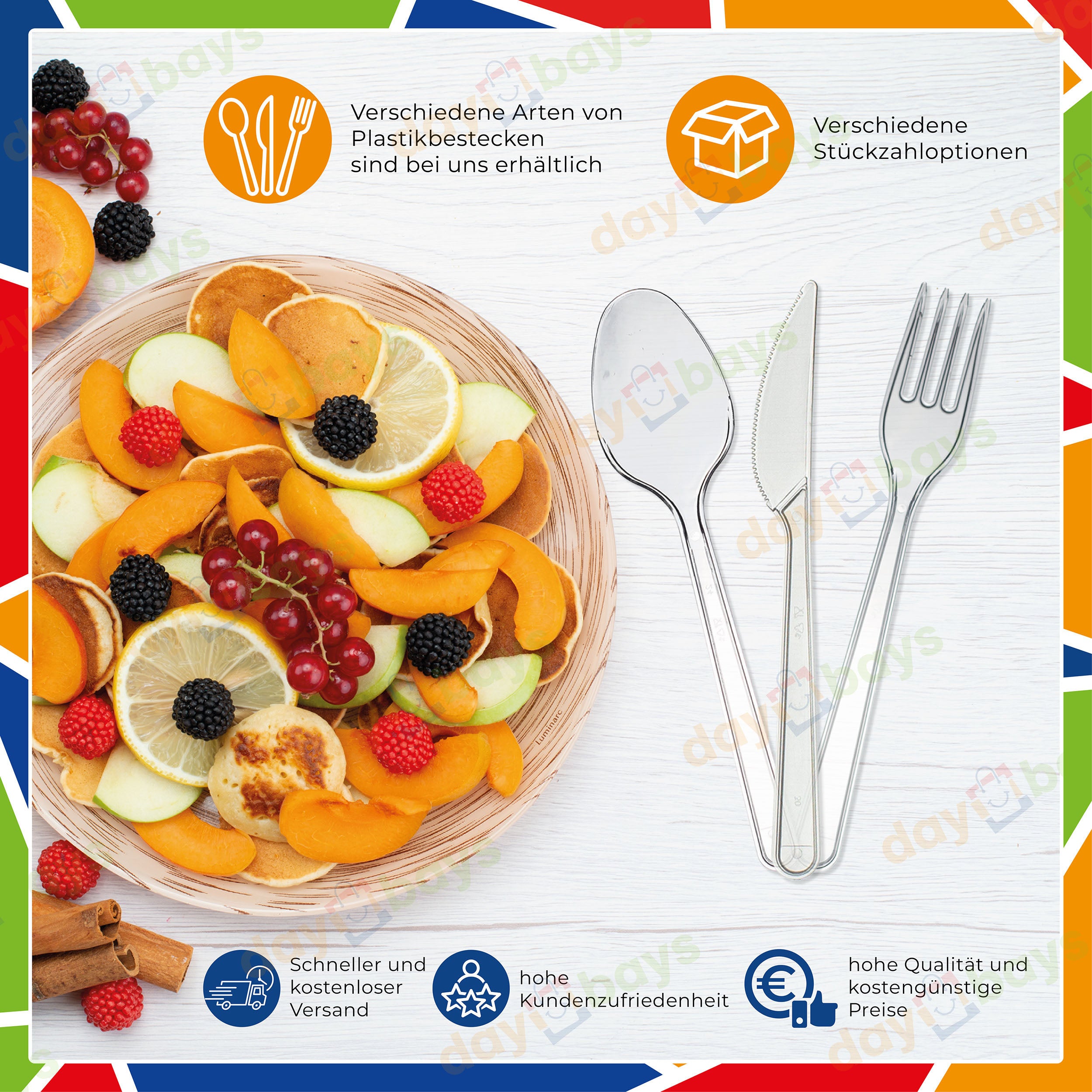 DayBays Plastiklöffel Mehrweg 18 cm Plastik Transparent Spülmaschinenbeständig