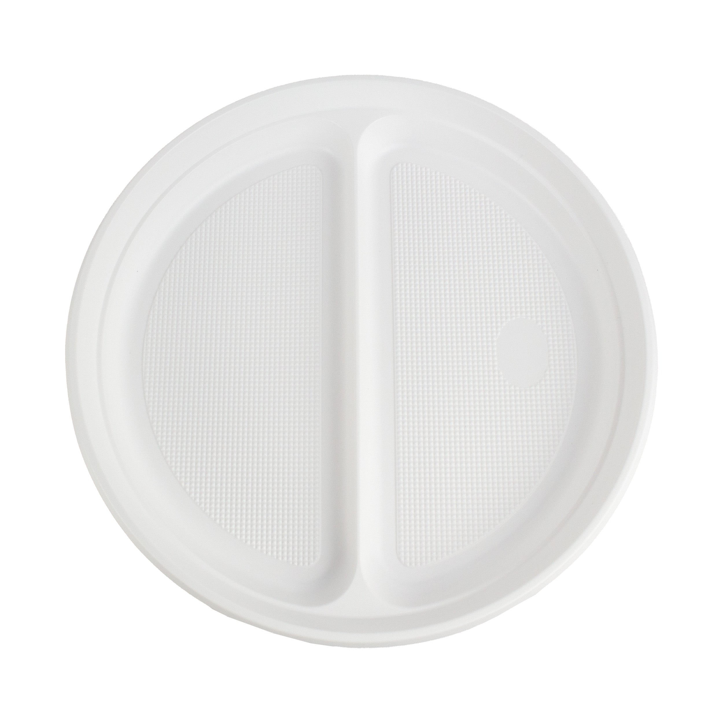 plastikteller 2-geteilt Menüteller Ø22 cm PP weiß Rund Spülmaschinenbeständig