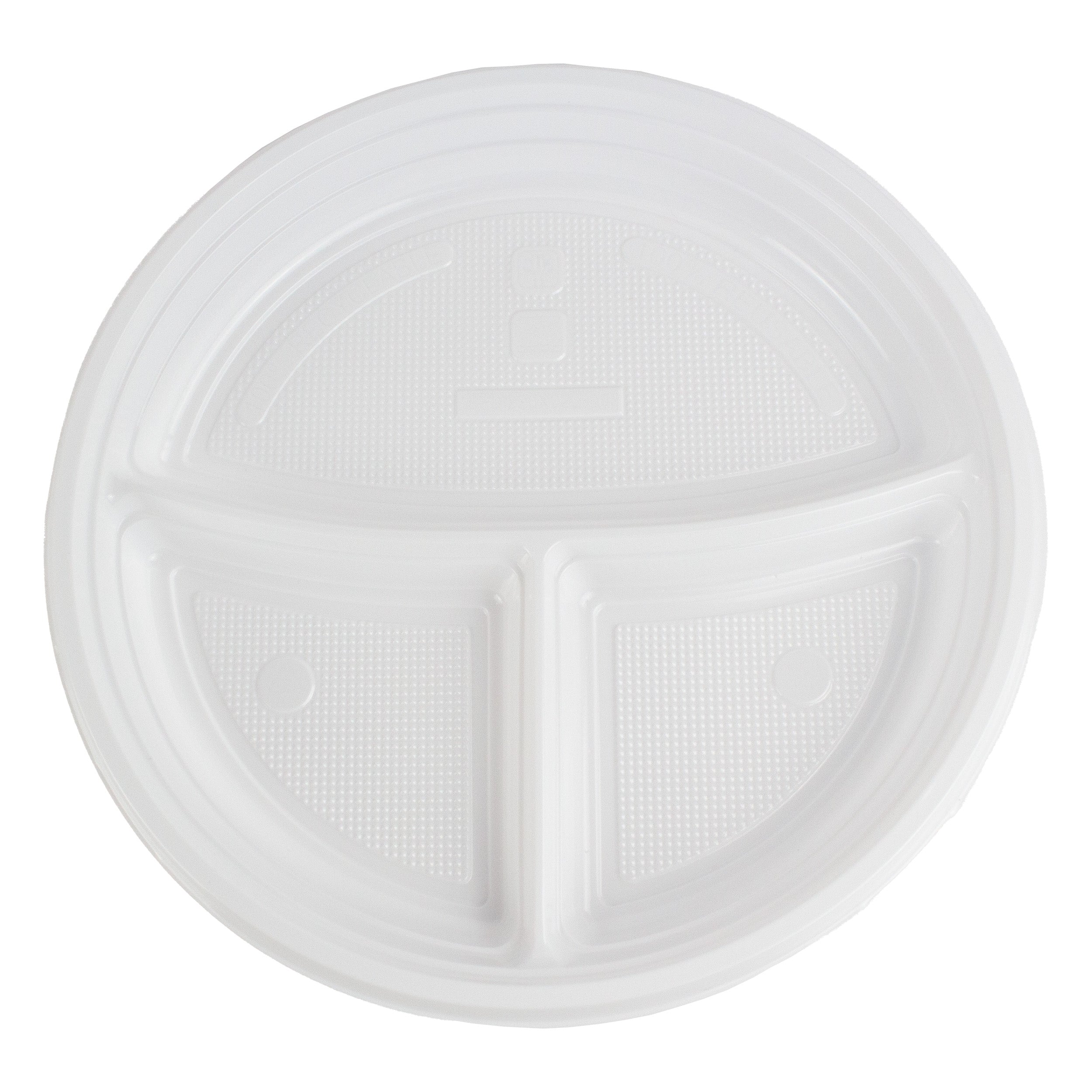 plastikteller 3-geteilt Menüteller Ø22 cm PP weiß Rund Spülmaschinenbeständig