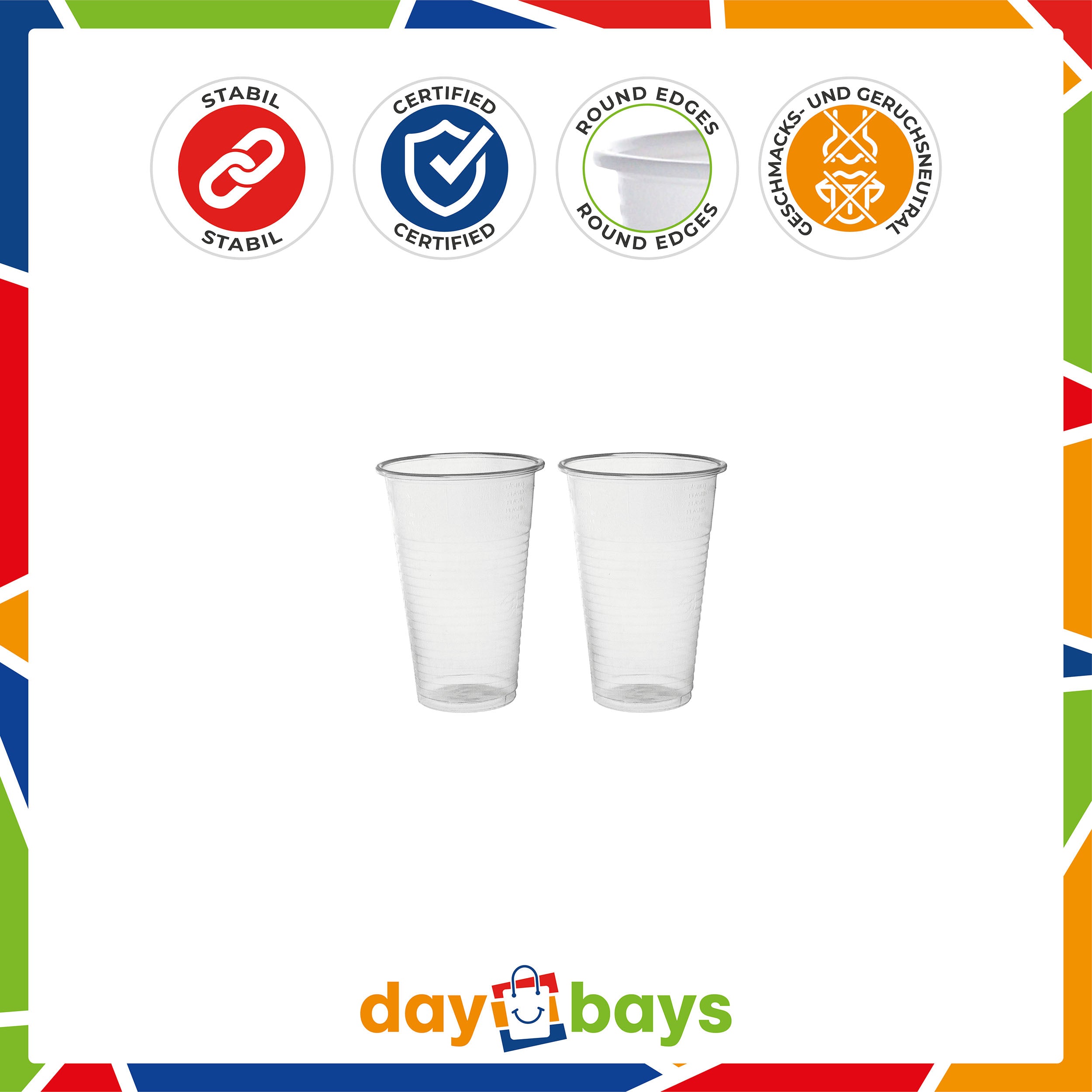 Trinkbecher 400ml Ø9cm Plastikbecher mit Eichstrich bei 0,4L transparent PP