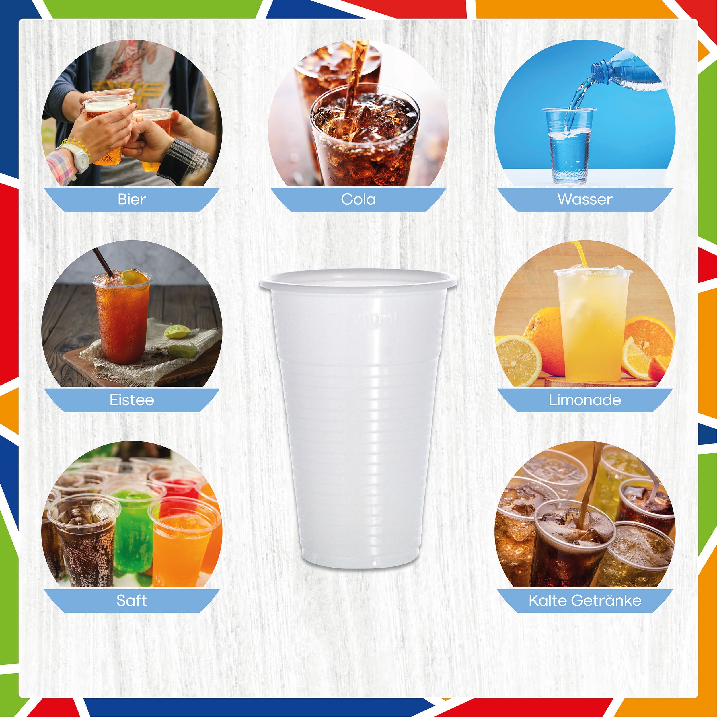 DayBays Trinkbecher 300ml Ø8cm Plastikbecher 0,3L weiß PP