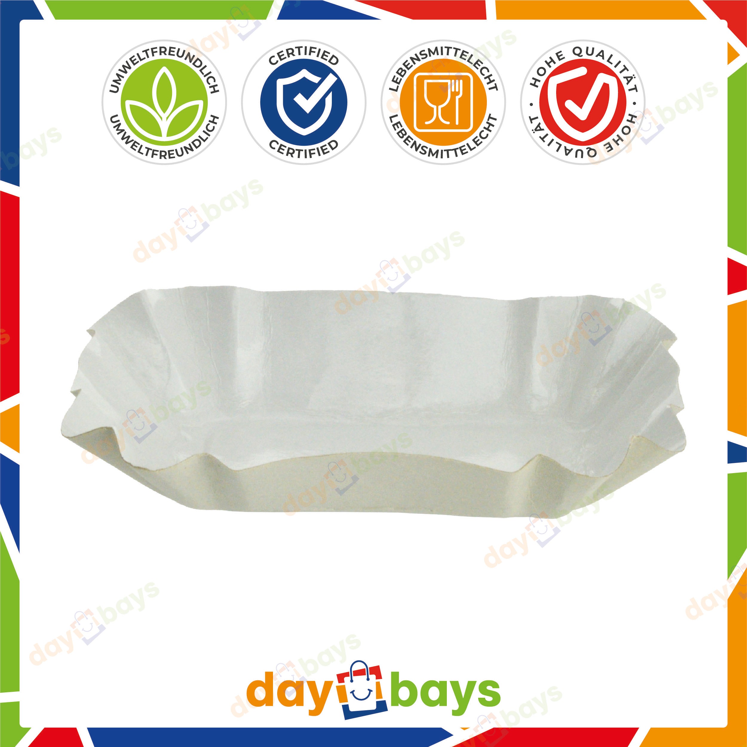 DayBays Pommesschale KUOB 10,5x17,5x3 cm weiß ohne Beschichtung