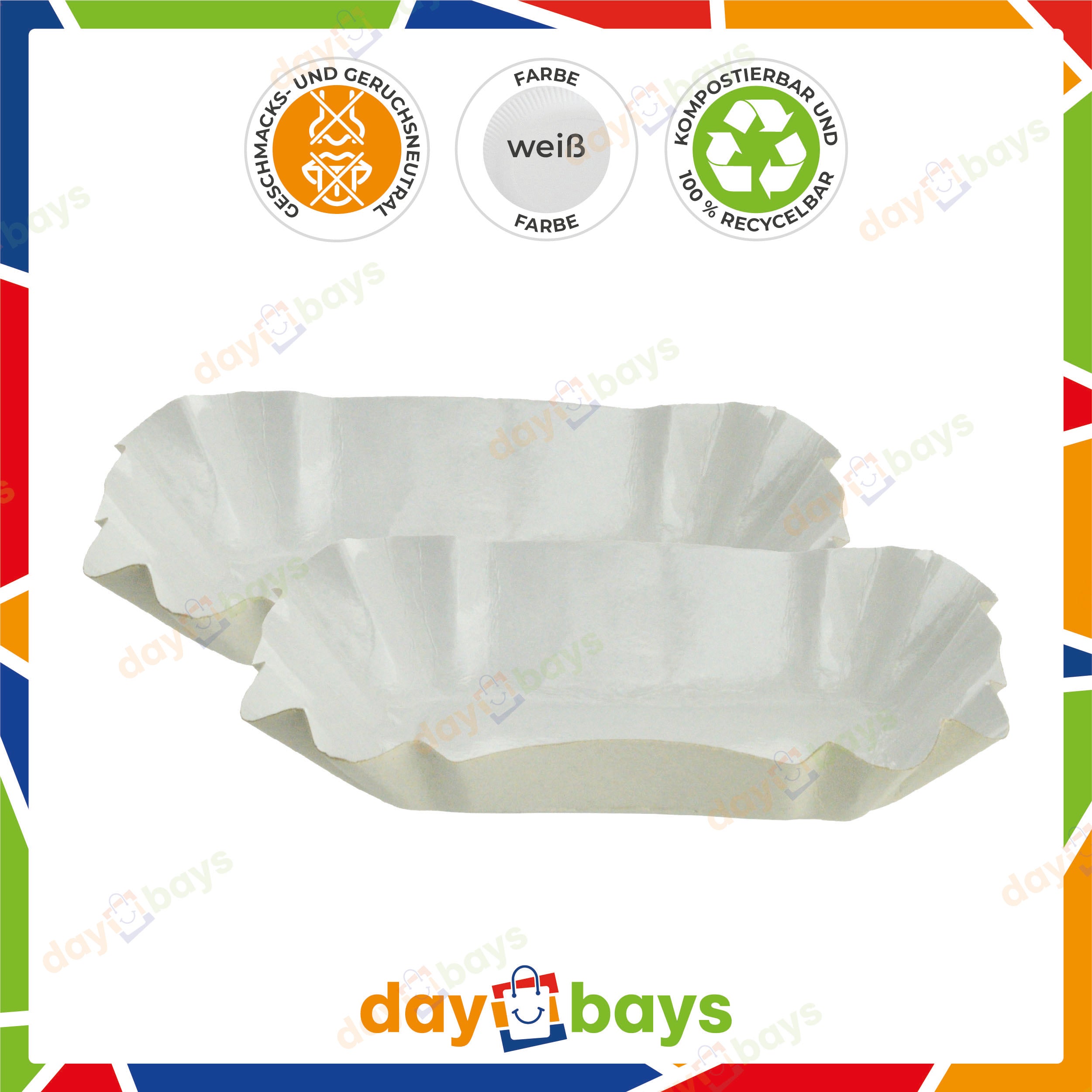 DayBays Pommesschale KUOB 10,5x17,5x3 cm weiß ohne Beschichtung