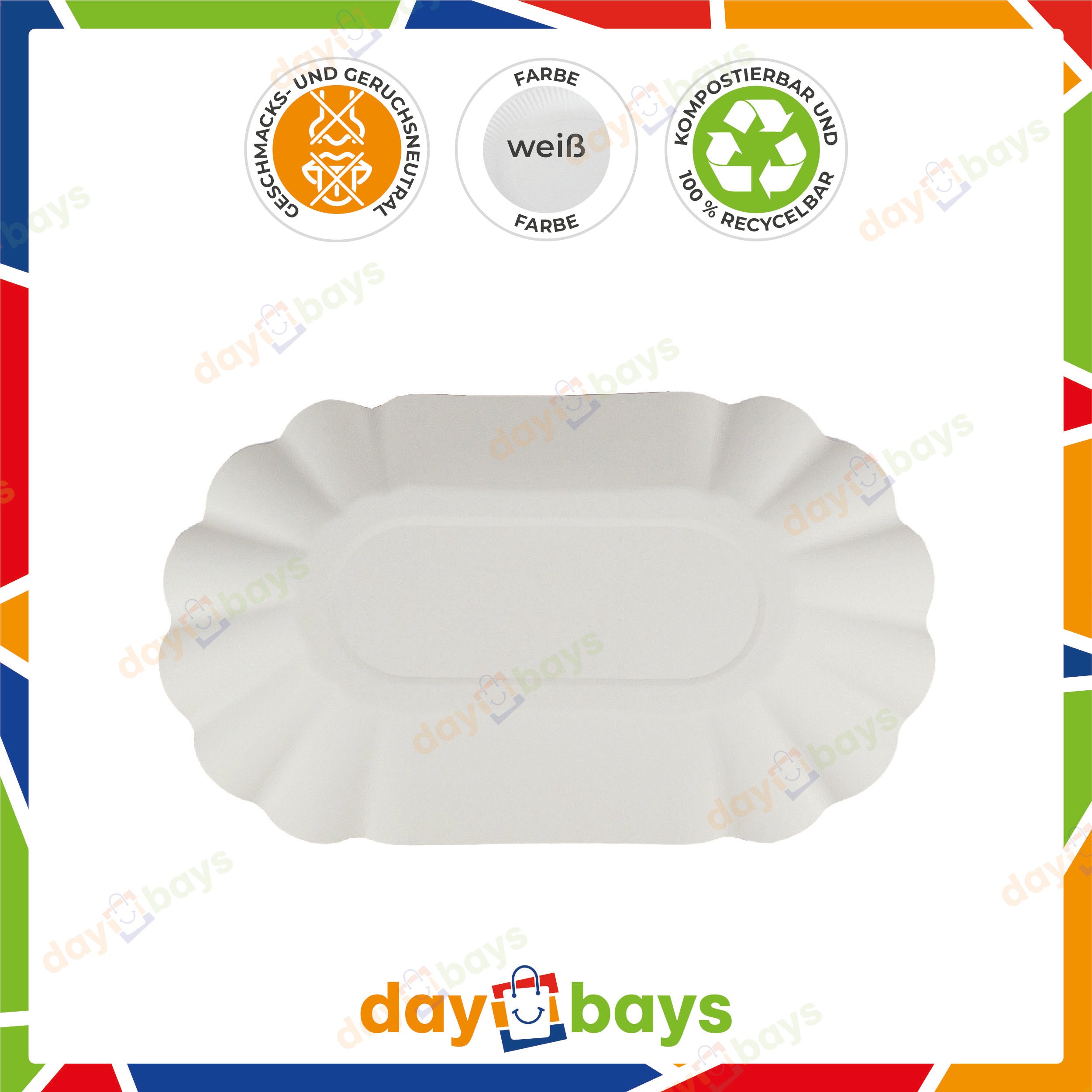 DayBays Pommes-Schalen KU1 ca.11x19,5x3,2 cm weiß laminiert ohne Beschichtung