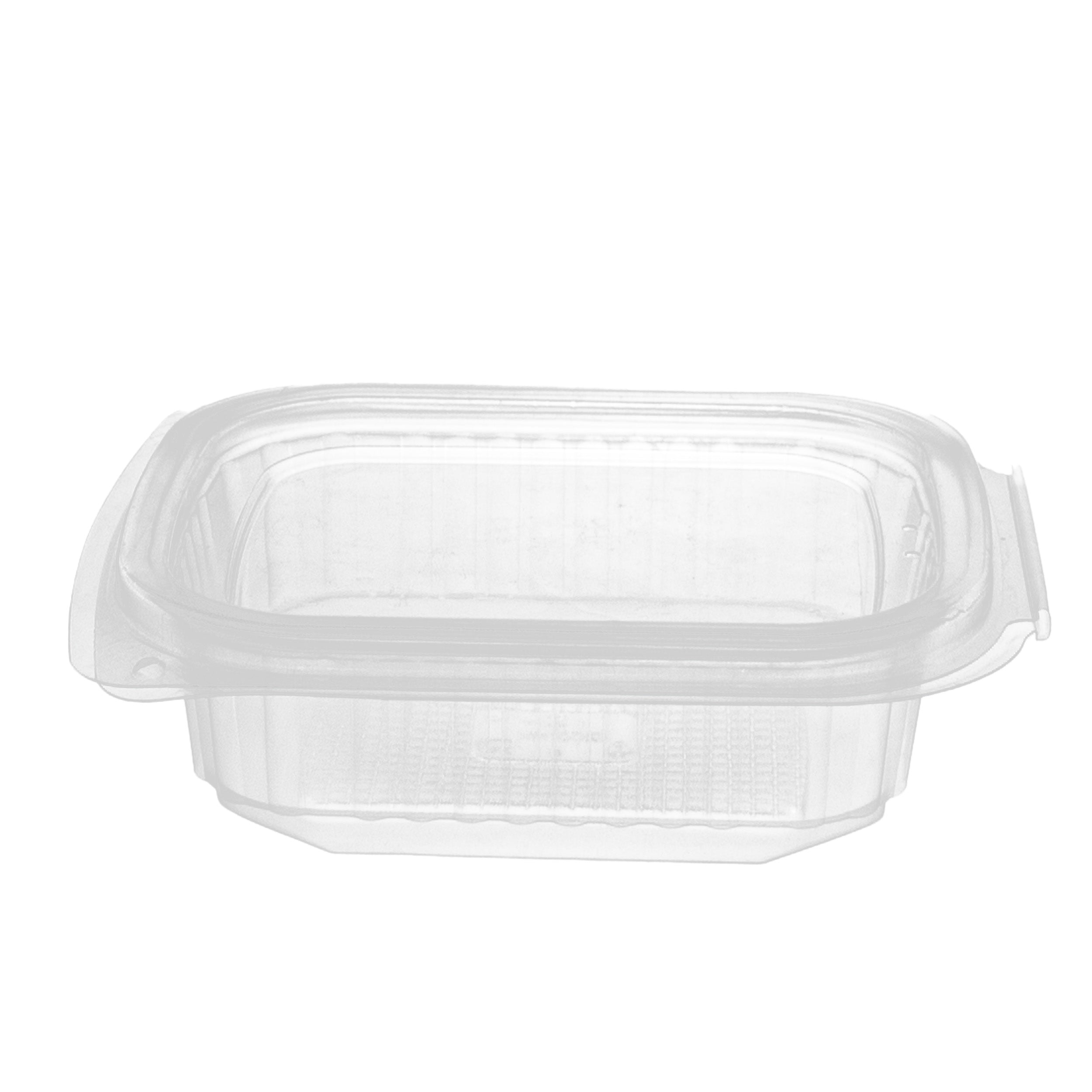 salatbecher PP 125 cc. 127x105x28 mm Rechteckig mit anhängendem Deckel