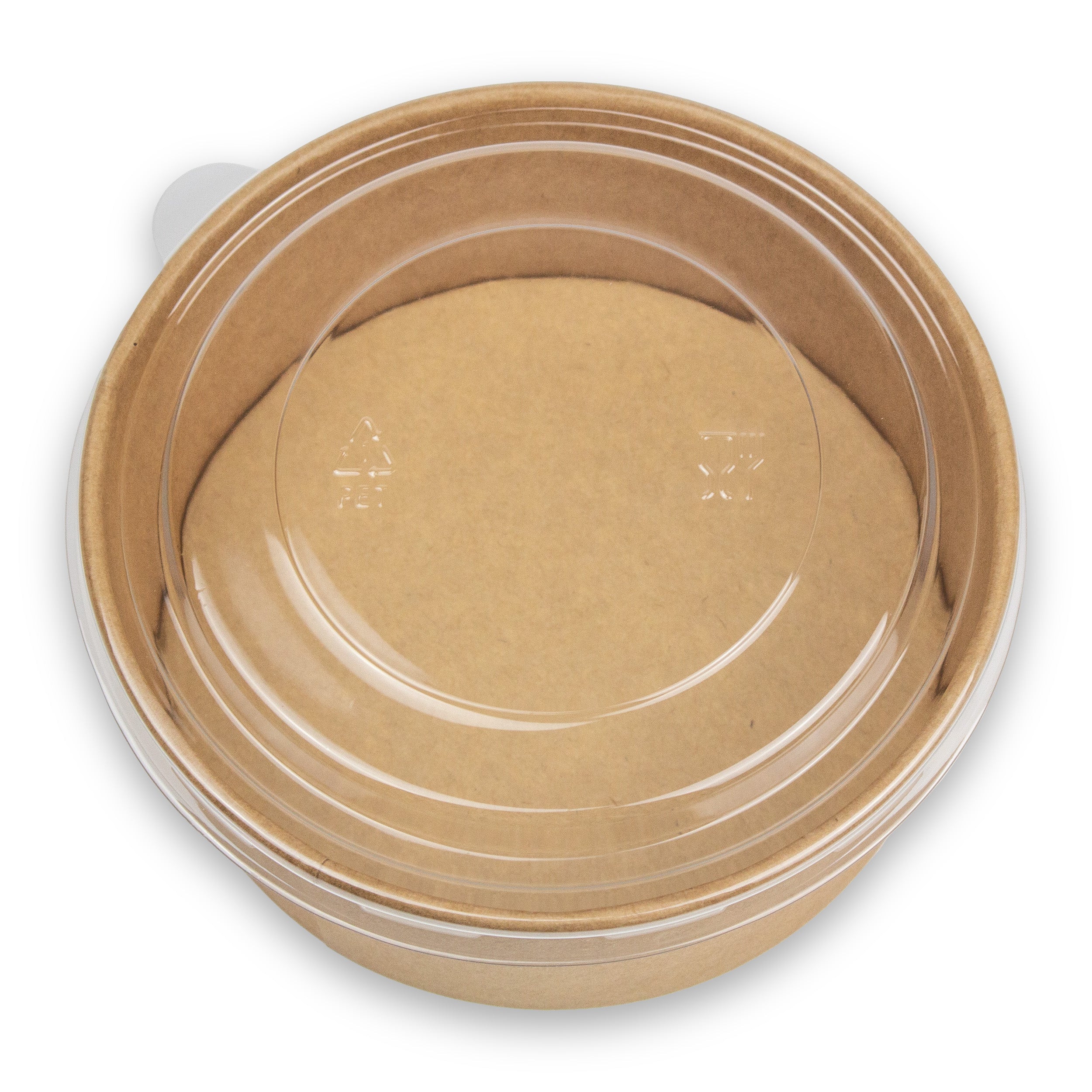 salatbox Kombi bio einweg 1100 ml 184x161x56 mm mit Deckel Kraft Braun Rund