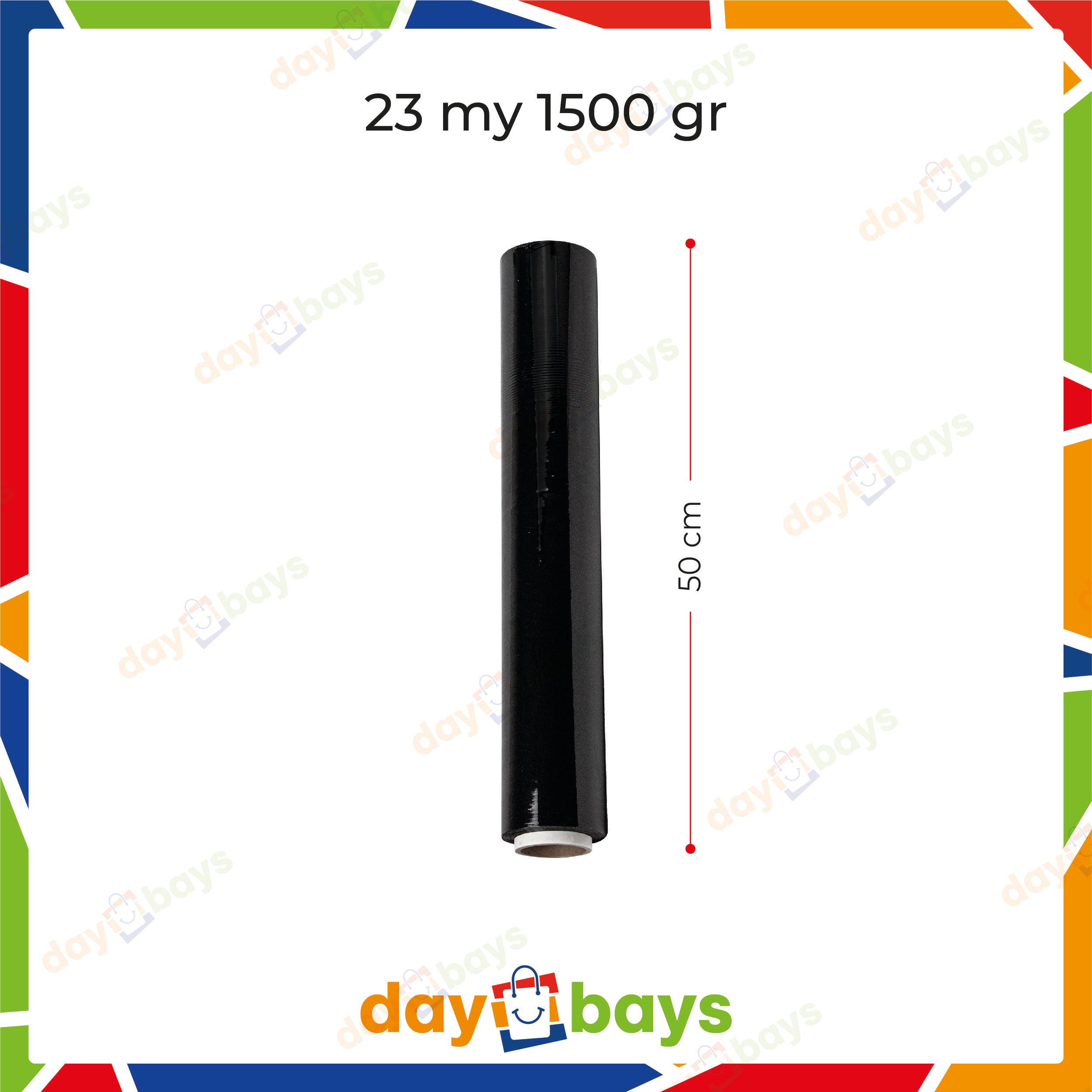 DayBays Stretchfolie Wickelfolie Stretchfolien 23 my 1500 gr 50 cm Schwarz aus PE