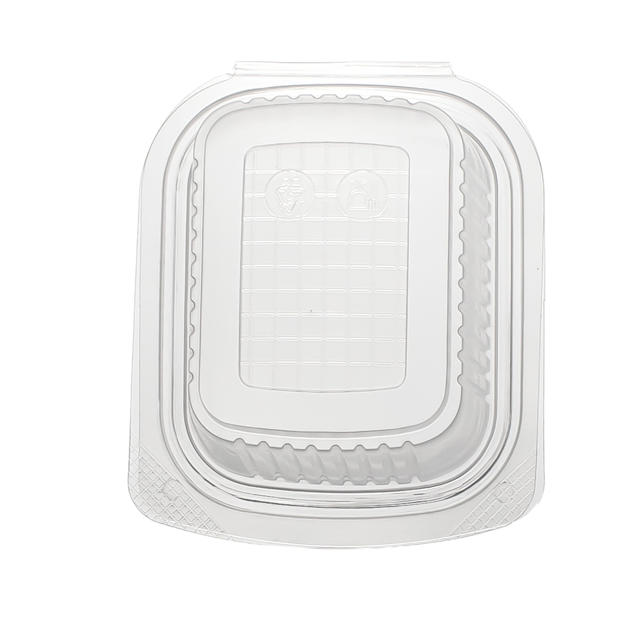 verpackungsbecher PP 125 cc. 127x105x28 mm Rechteckig mit anhängendem Deckel