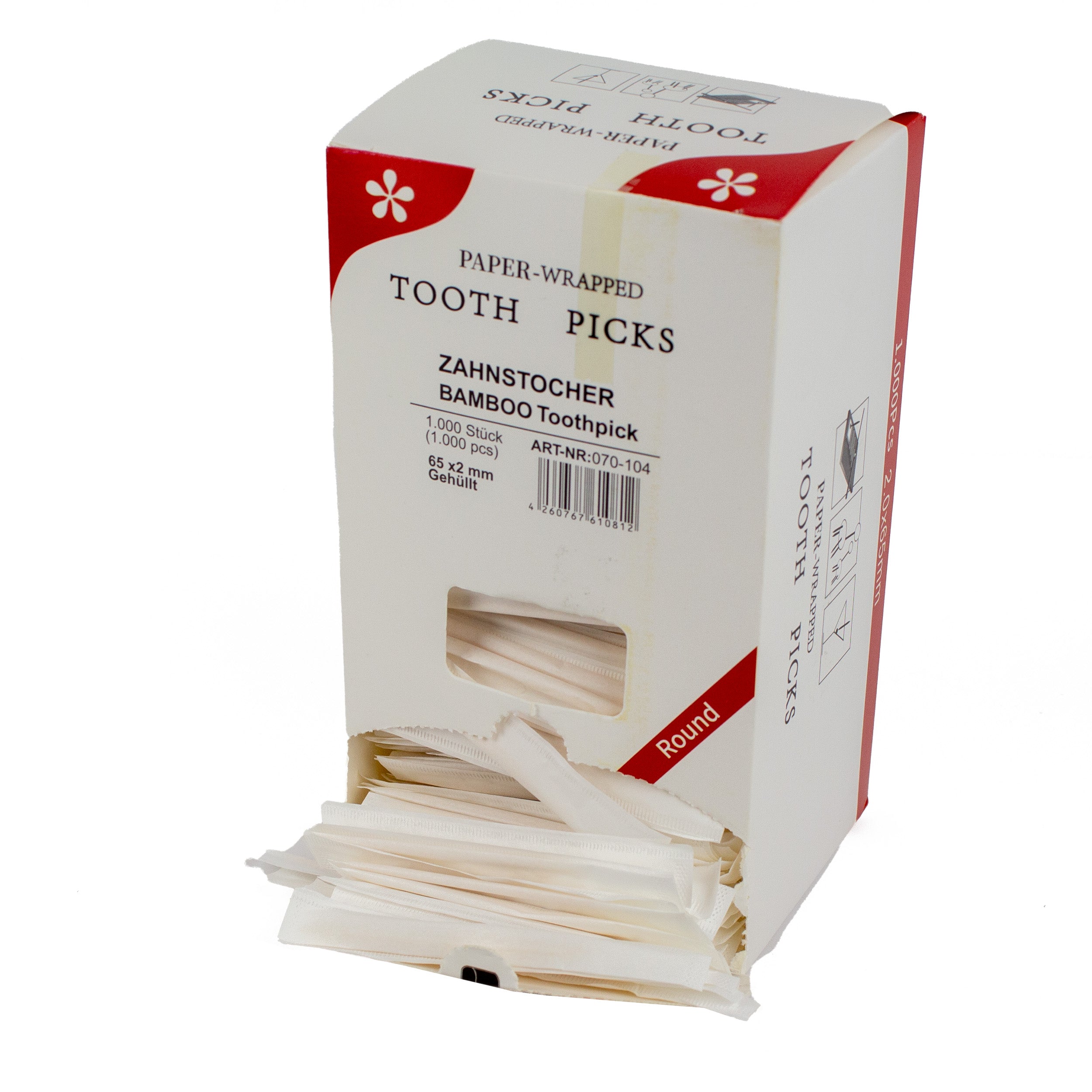 Bamboo zahnstocher für unterwegs 65mm (Ø2mm) Tooth Pick gehüllt (paper wrapped)