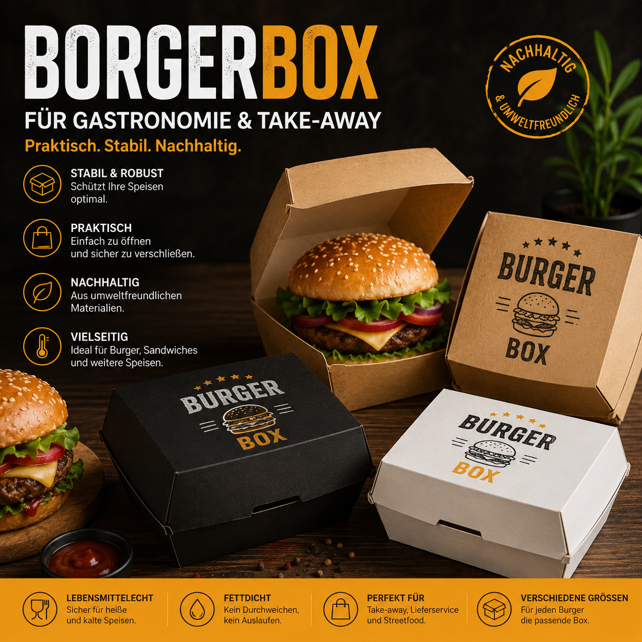 Burgerboxen für Take-away &amp; Gastronomie