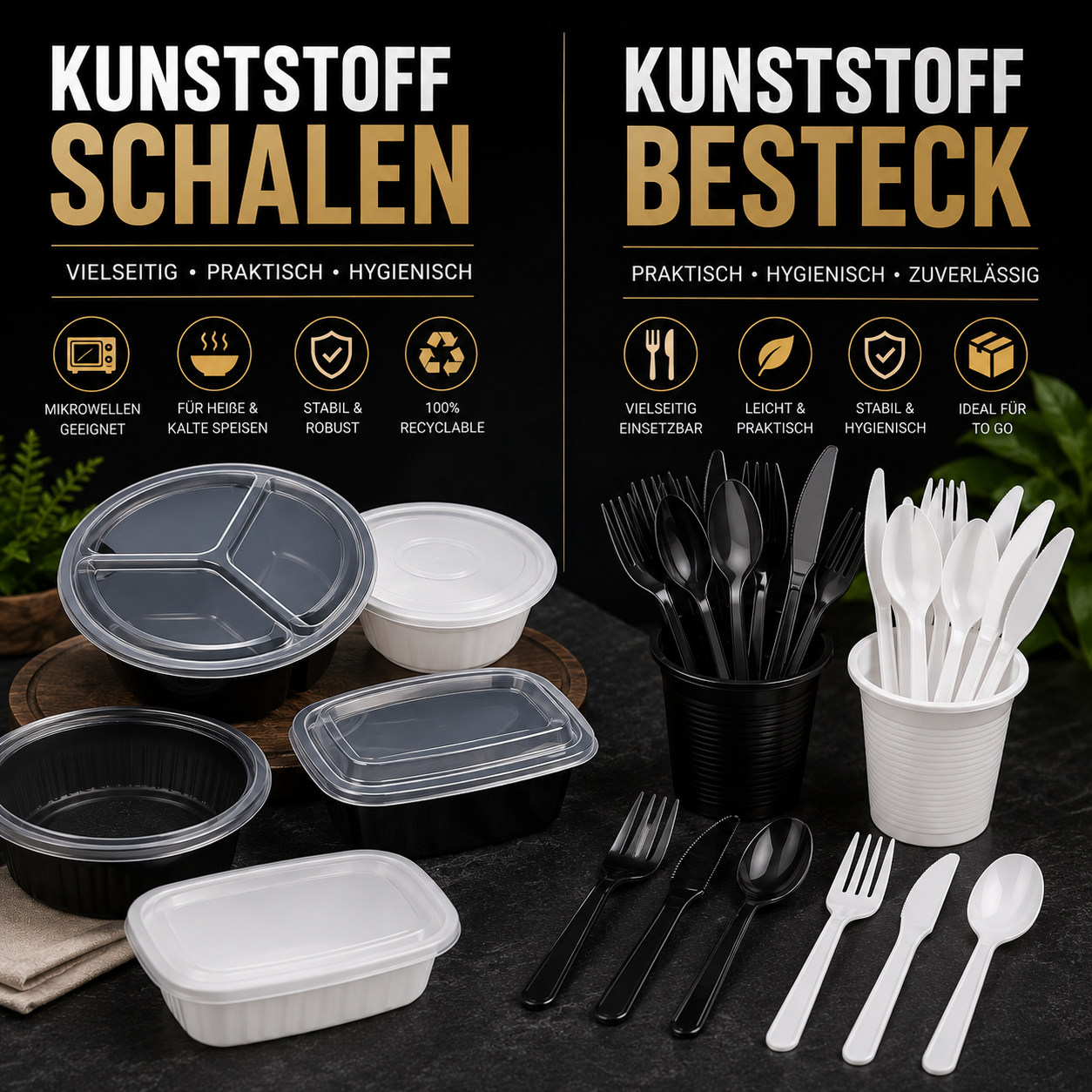 Einweggeschirr und Einwegbesteck für Gastronomie und Catering