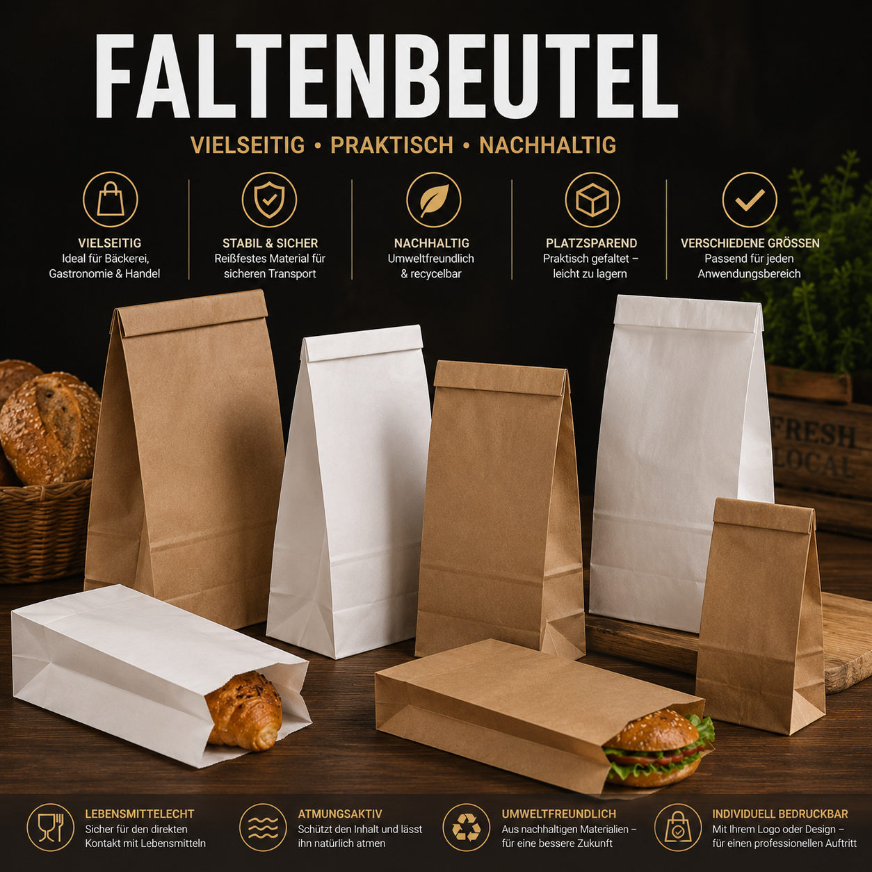 Faltenbeutel &amp; Bäckerbeutel für Bäckerei und Verkauf