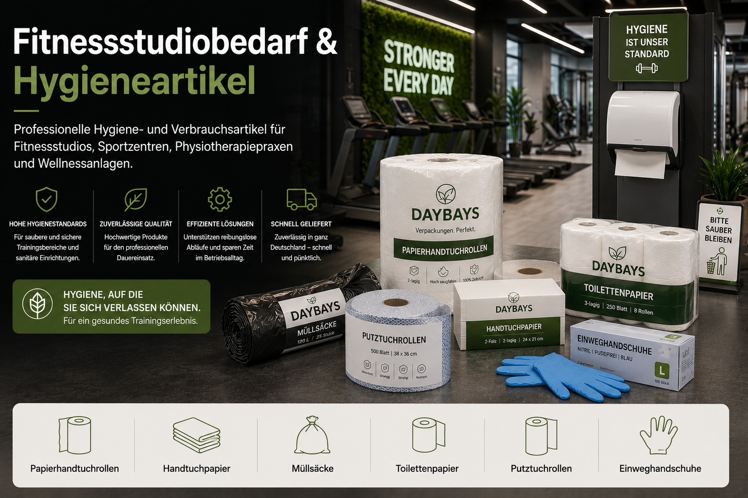 Fitnessstudiobedarf &amp; Hygieneartikel