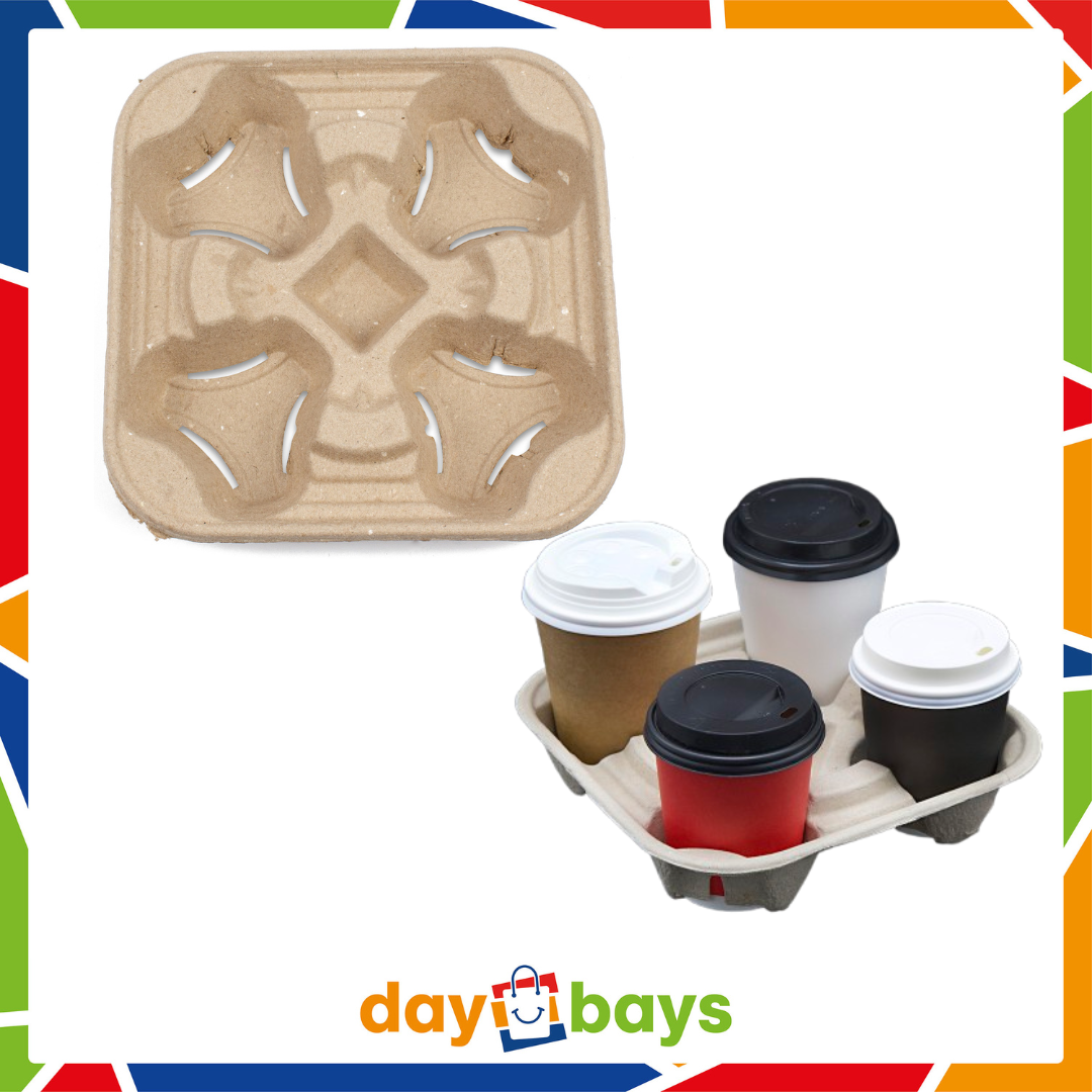 DayBays Einweg Kaffeebecher to Go Transport Behälter für 4 Becher &quot;Cup Carrier&quot; 21x11x 4 cm aus Papier
