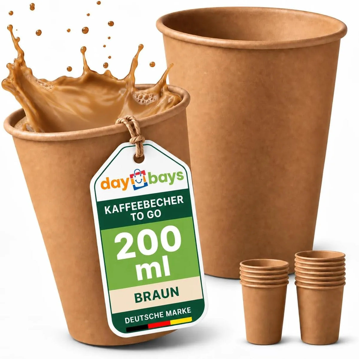 Kaffeebecher To Go 8 oz / 200 ml – Pappe, PE-beschichtet, Ø 8 cm