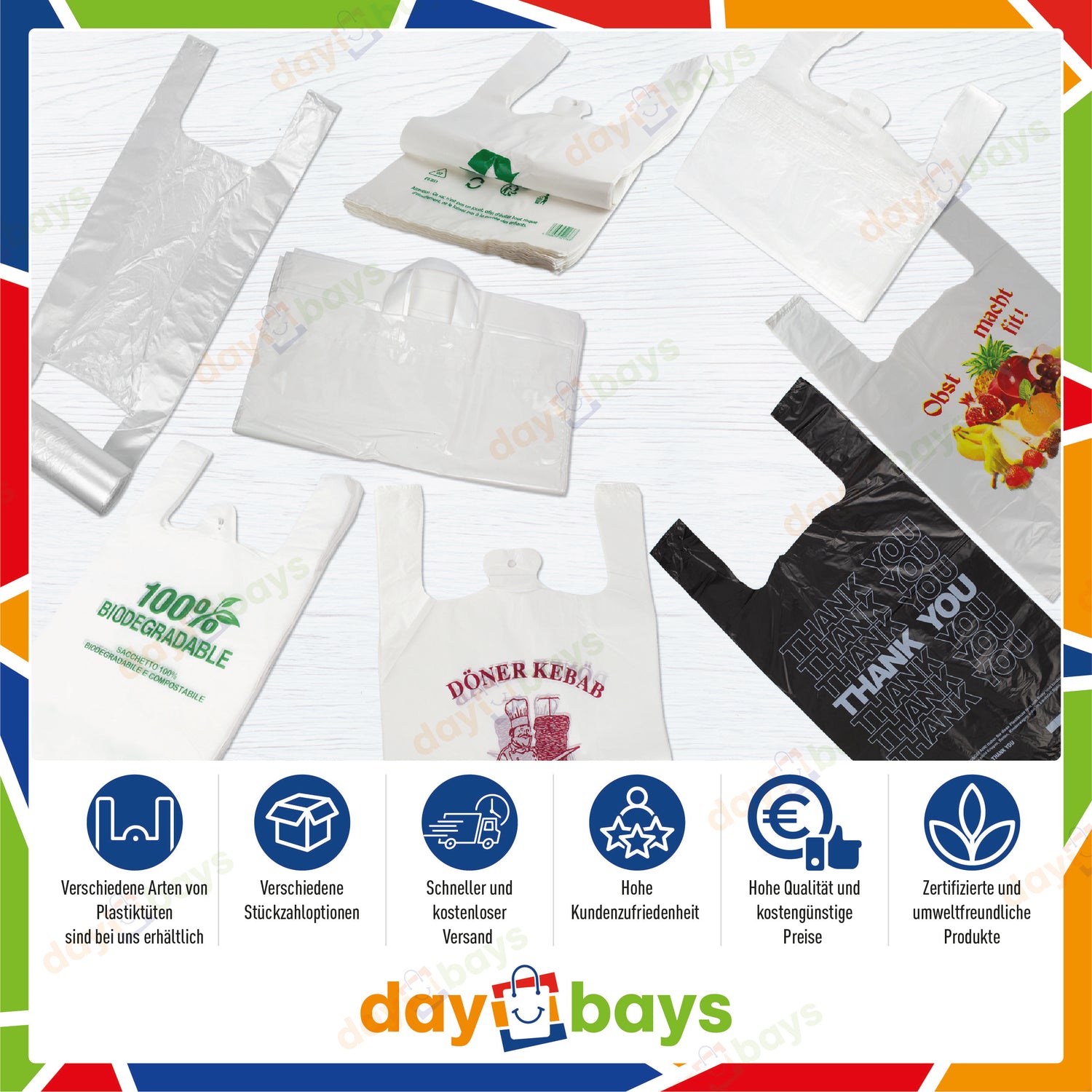 Hemdchentragetaschen 30+15x55 cm HDPE Mit Druck Thank You geblockt