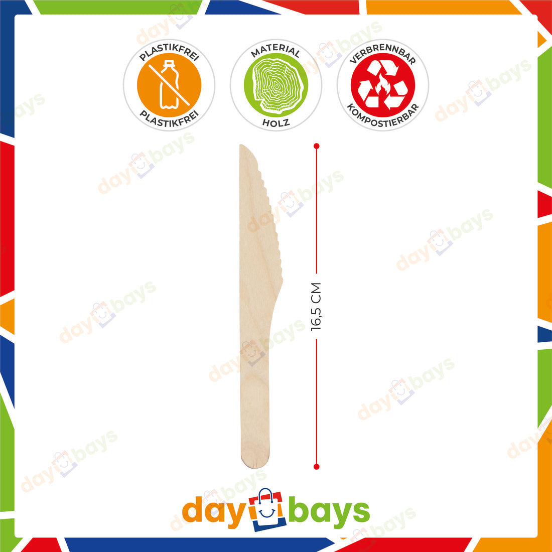 Holzmesser 16,5 cm – Einwegmesser für Take-away und Catering