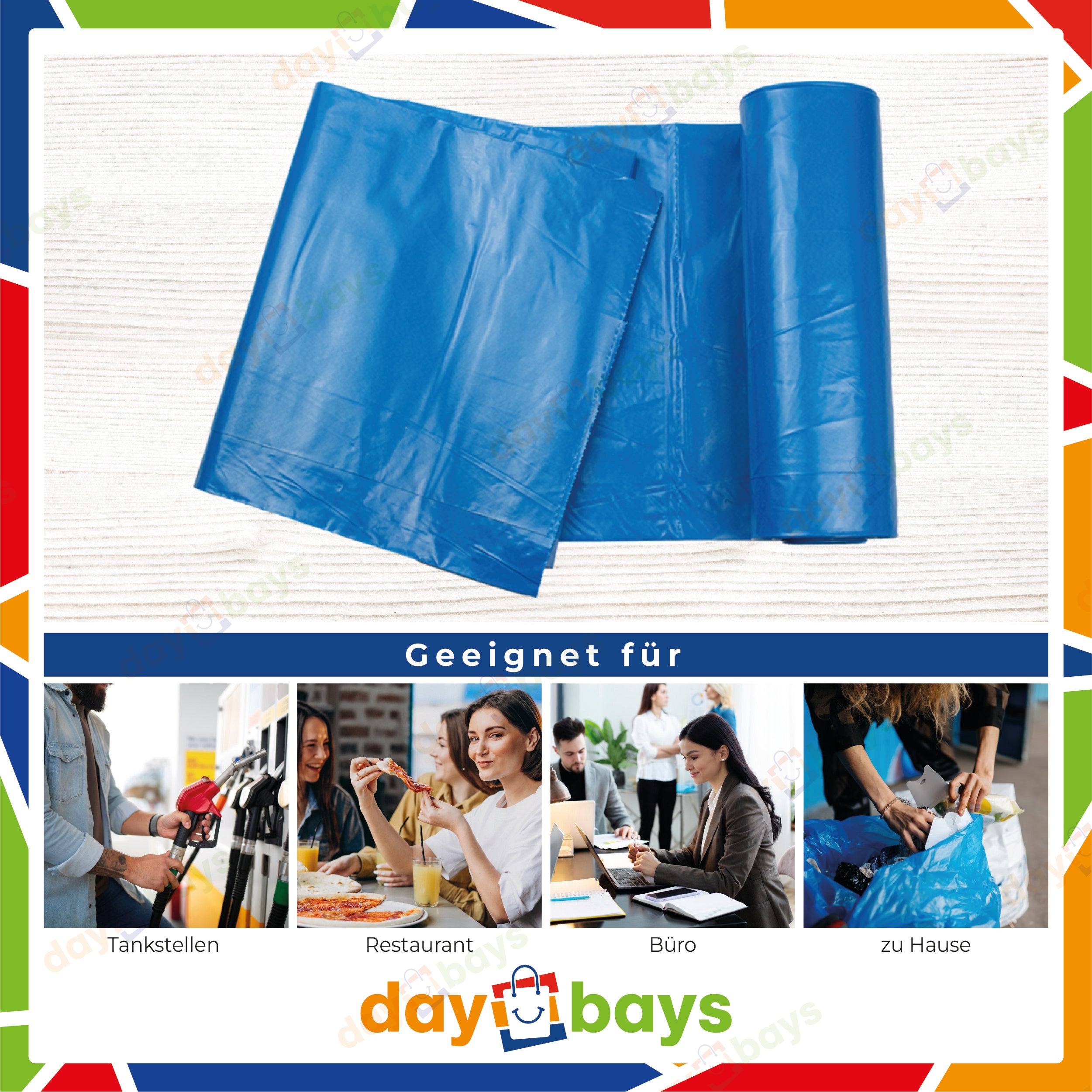 DayBays Müllsäcke Premium 120L (Typ70) 70x110cm HDPE Blau Extra Stark