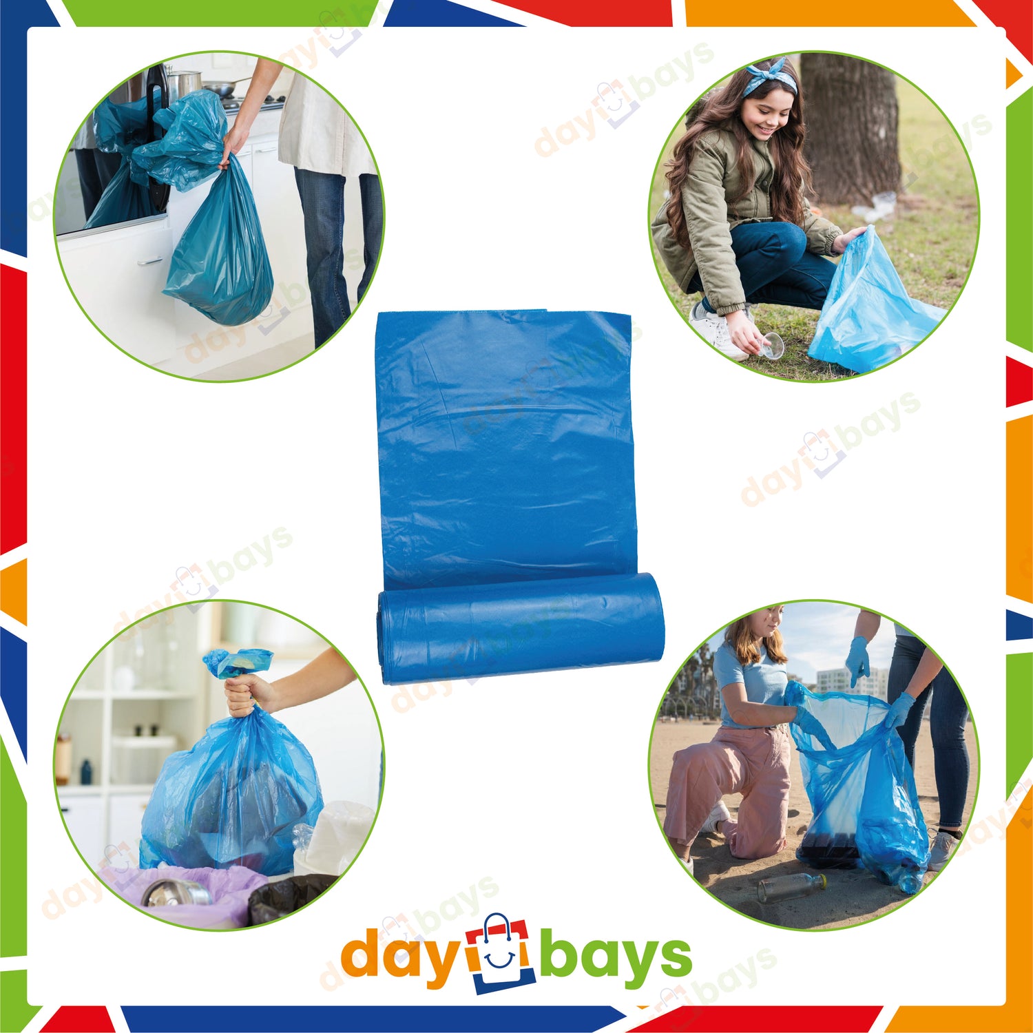 DayBays Müllsäcke Premium 120L (Typ70) 70x110cm HDPE Blau Extra Stark