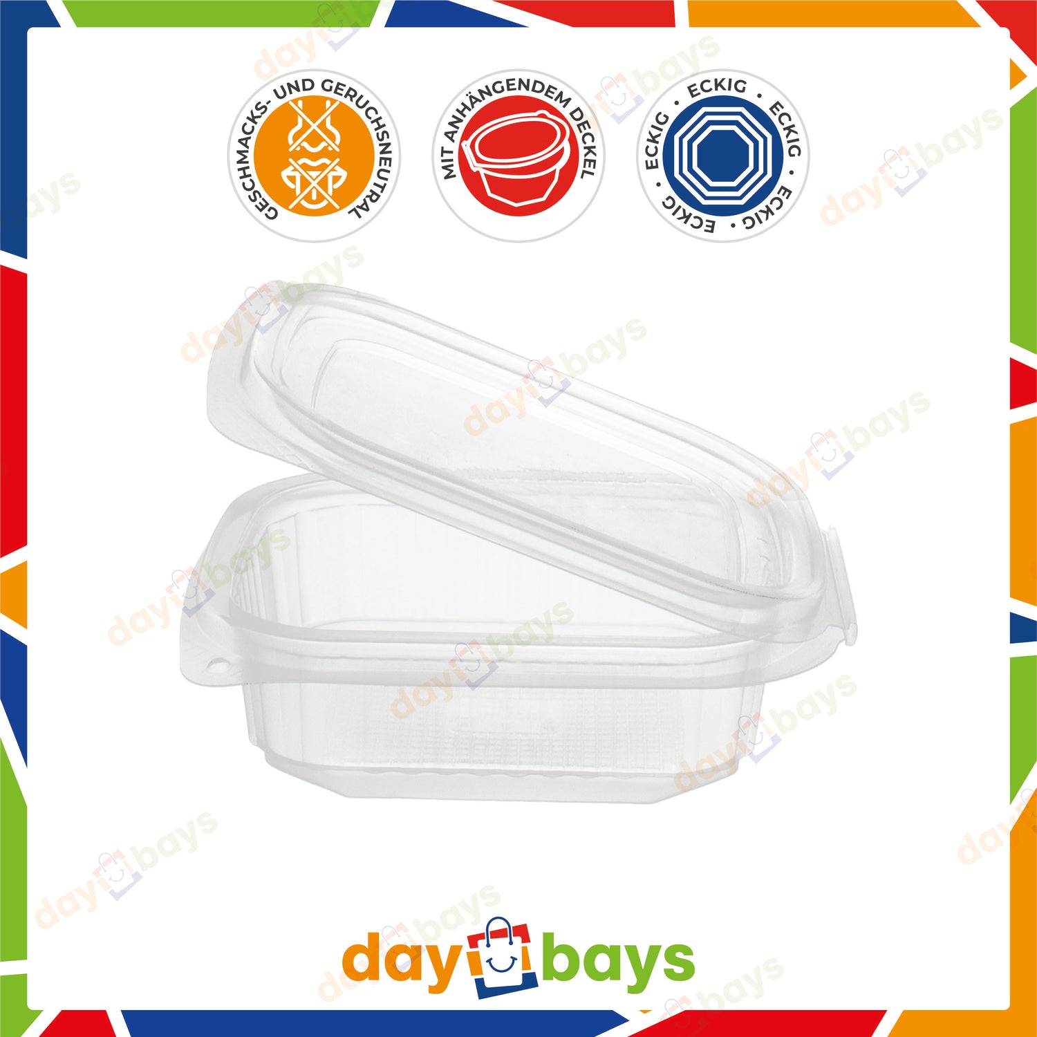 Feinkostbecher PP 300 cc. 108x81x60 mm eckig Kombi-Verpackung inklusive passende Deckel