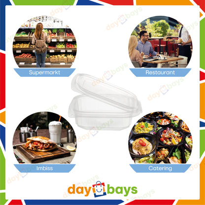 DayBays Feinkostbecher PP 375 cc. 127x105x61 mm Rechteckig mit anhängendem Deckel
