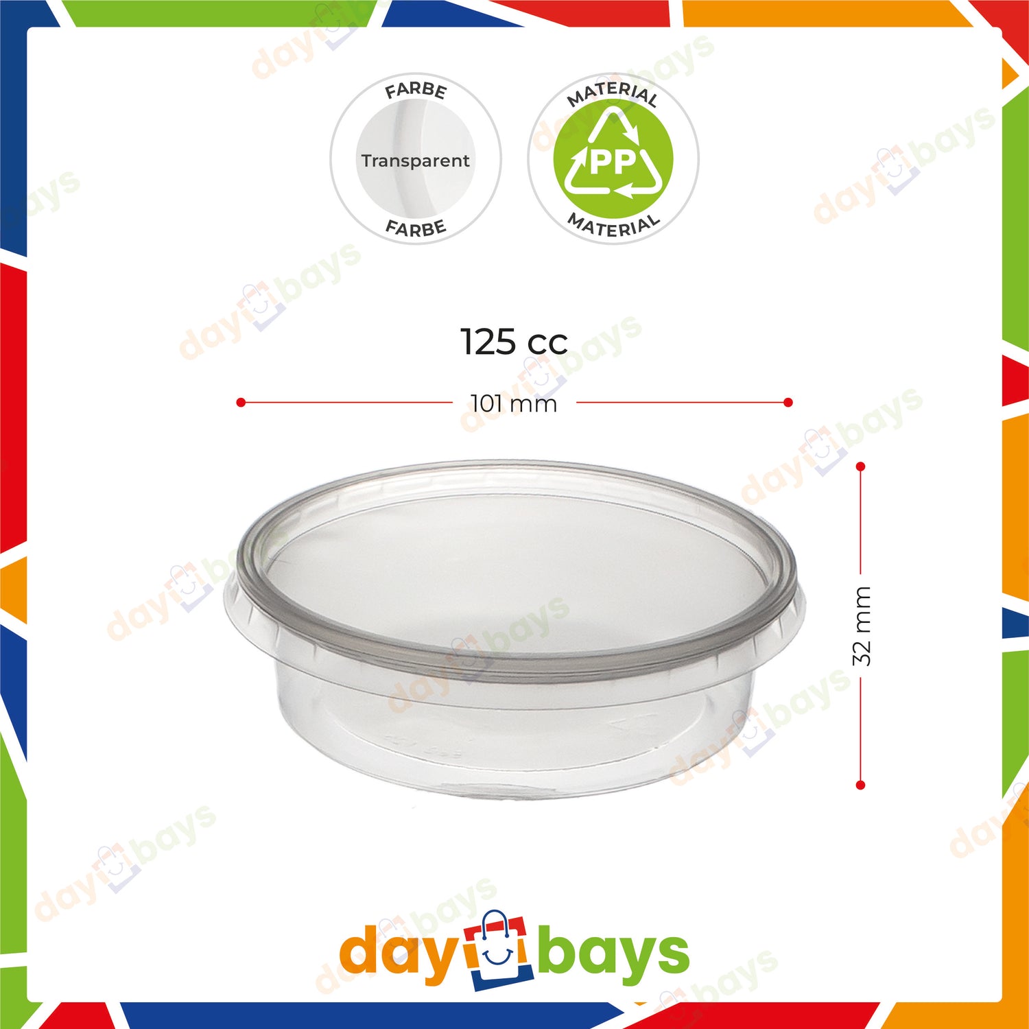 Feinkostbecher PP 250 cc. 101x51 mm rund Kombi-Verpackung inklusive passende Deckel
