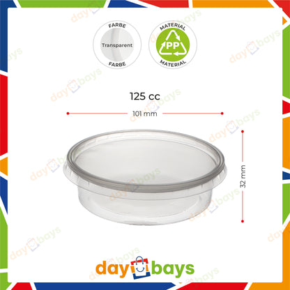Feinkostbecher PP 250 cc. 101x51 mm rund Kombi-Verpackung inklusive passende Deckel